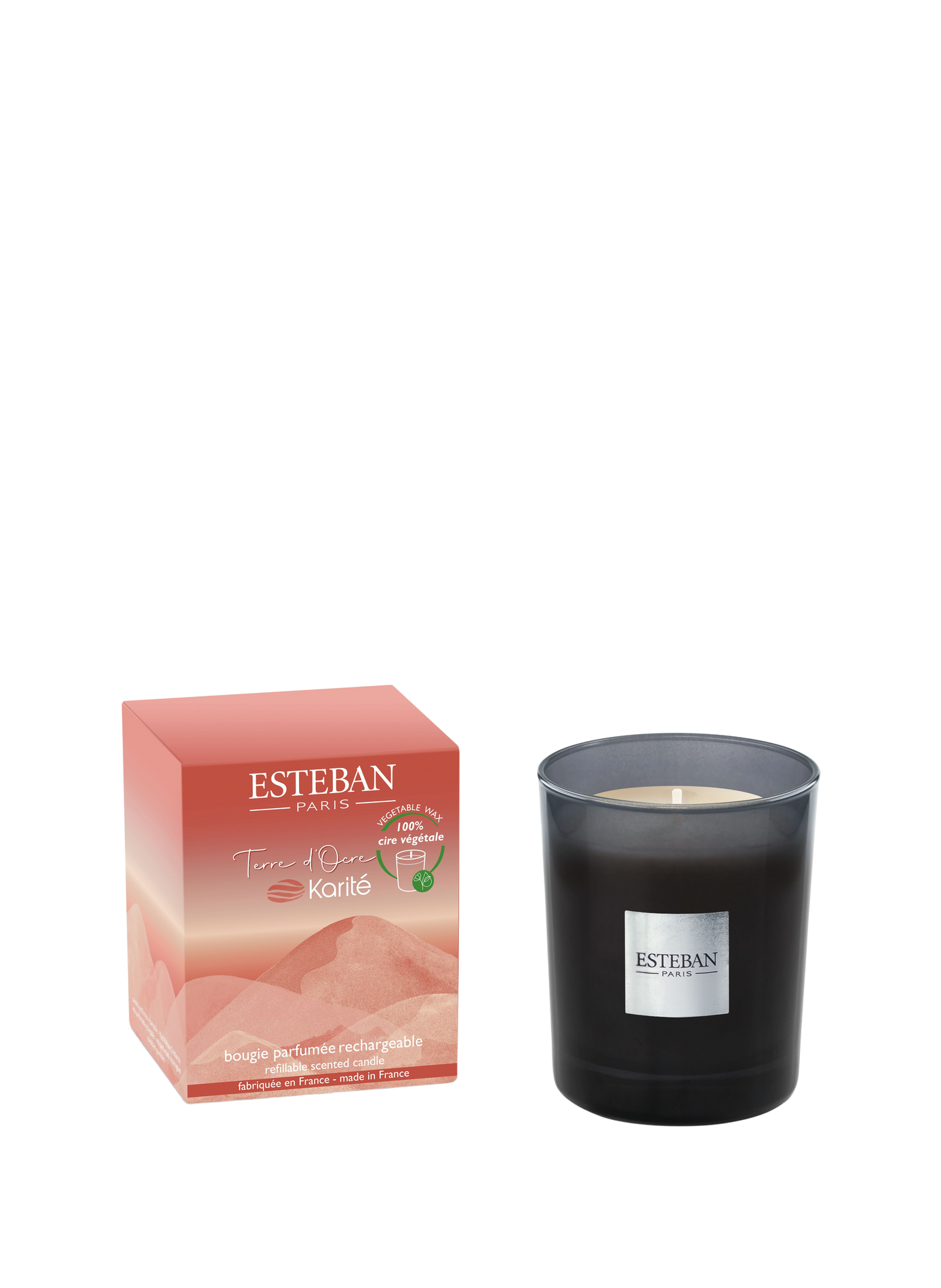 Geurkaars met navulling Terre d'Ocre Shea 180g ESTEBAN Roze