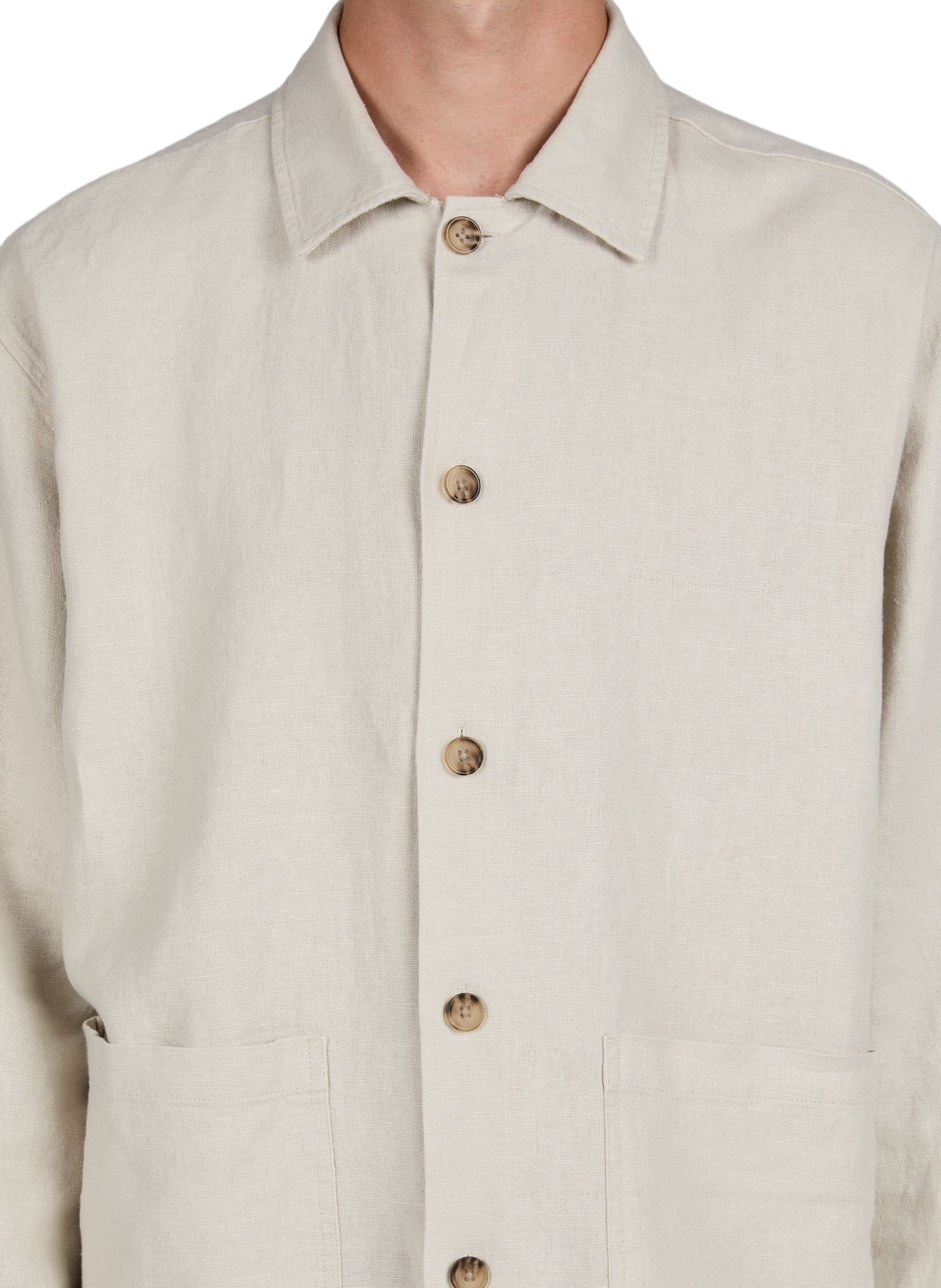 Straight-fit linen and cotton shirt LES DEUX Beige