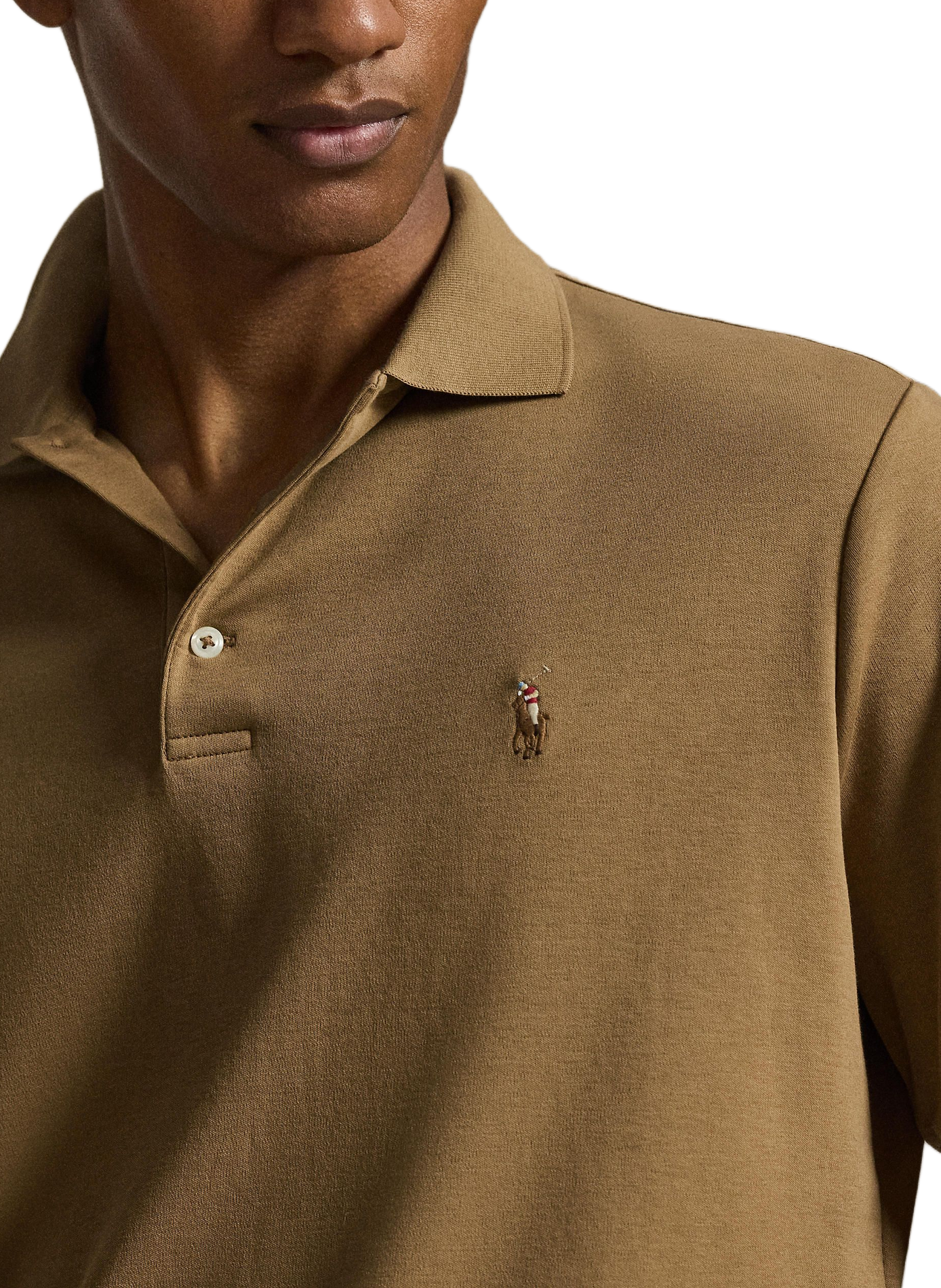 Polo droit en piqué de coton POLO RALPH LAUREN Beige