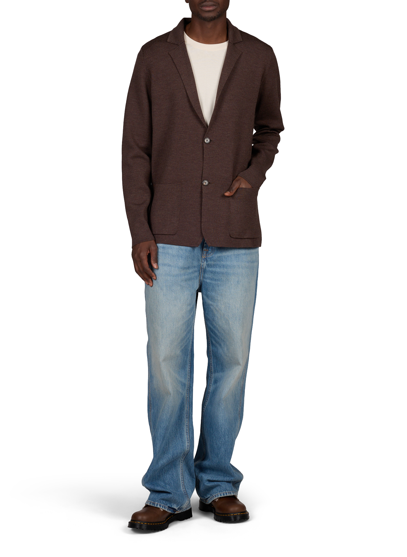 Straight wool virgin wool blazer SLOWEAR Brown