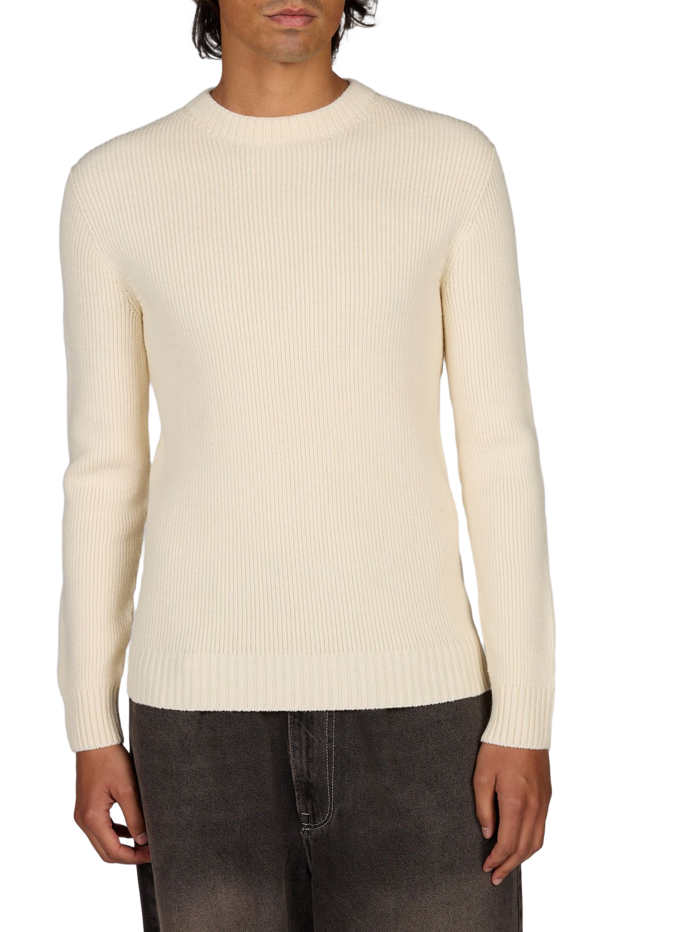 Ribbed Wool Chevrets Pullover CÉZEMBRE Beige