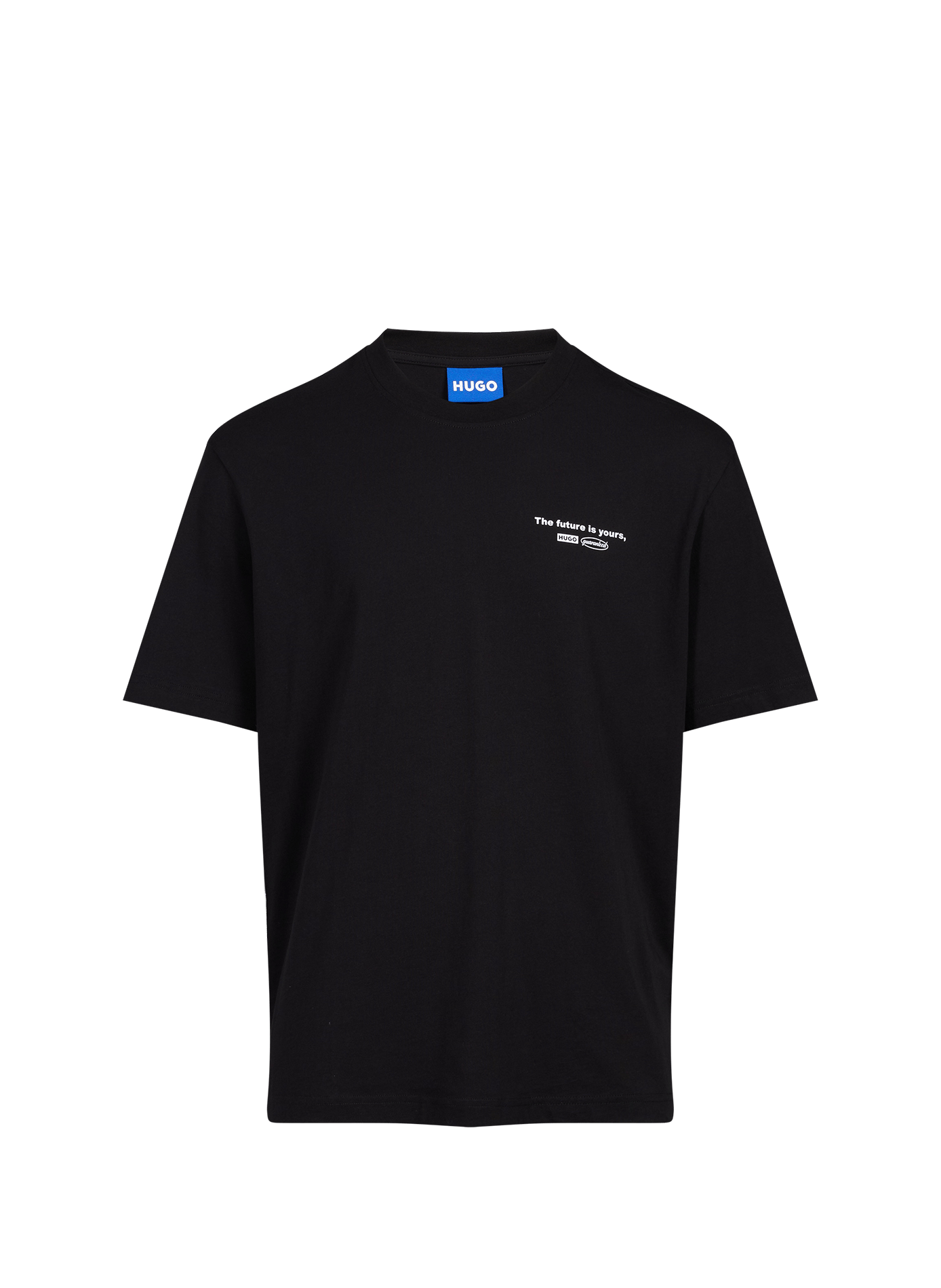Oversized round neck cotton t-shirt HUGO BLUE Black