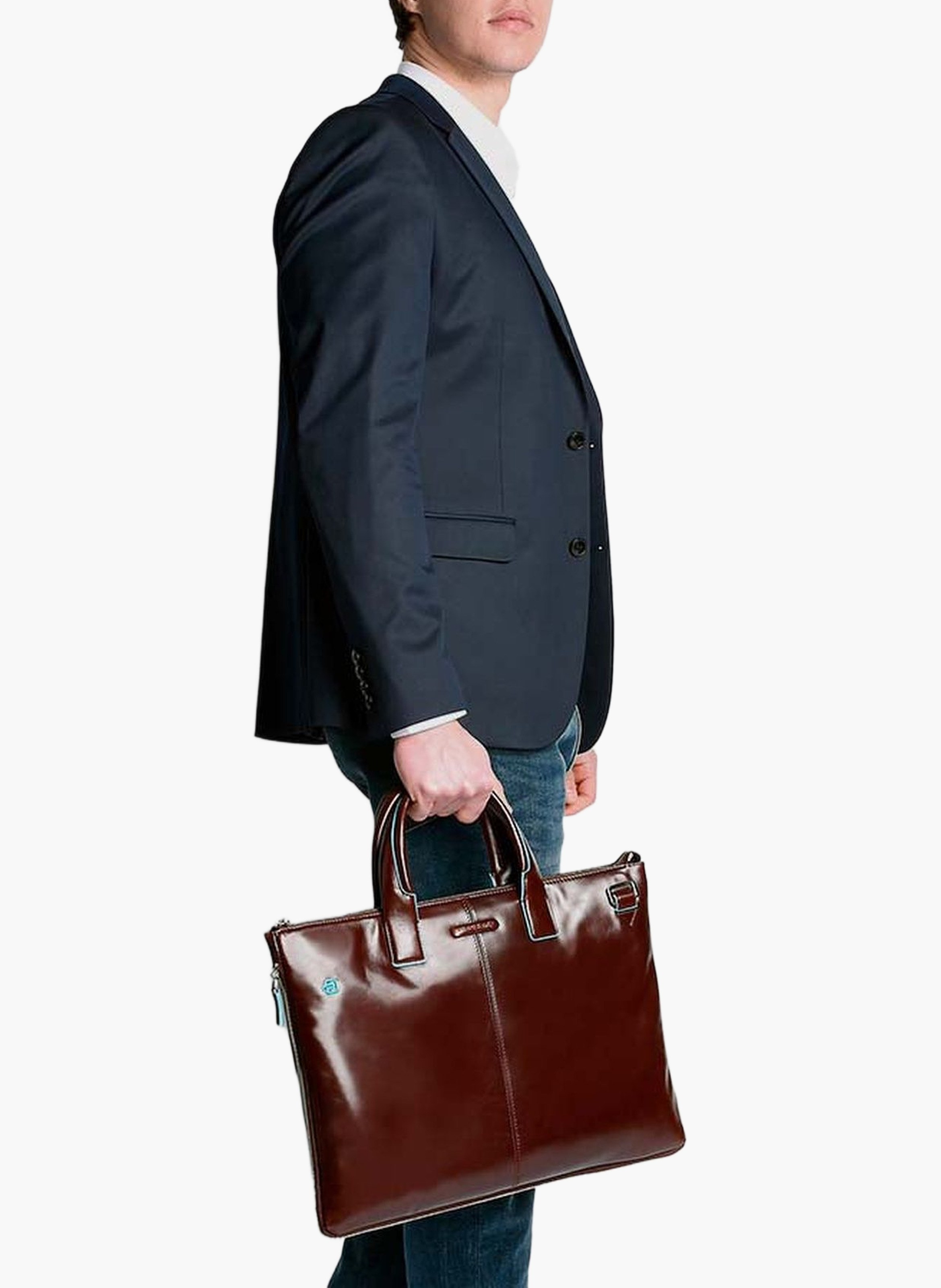 Sac fin pour ordinateur 15,6", extensible PIQUADRO Marron