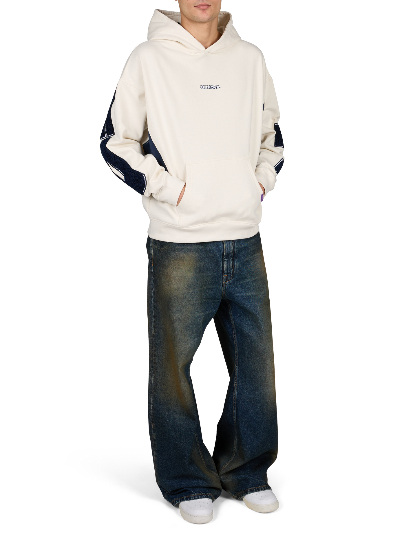 Gerade geschnittener Hoodie aus Baumwolle JACKER. Beige