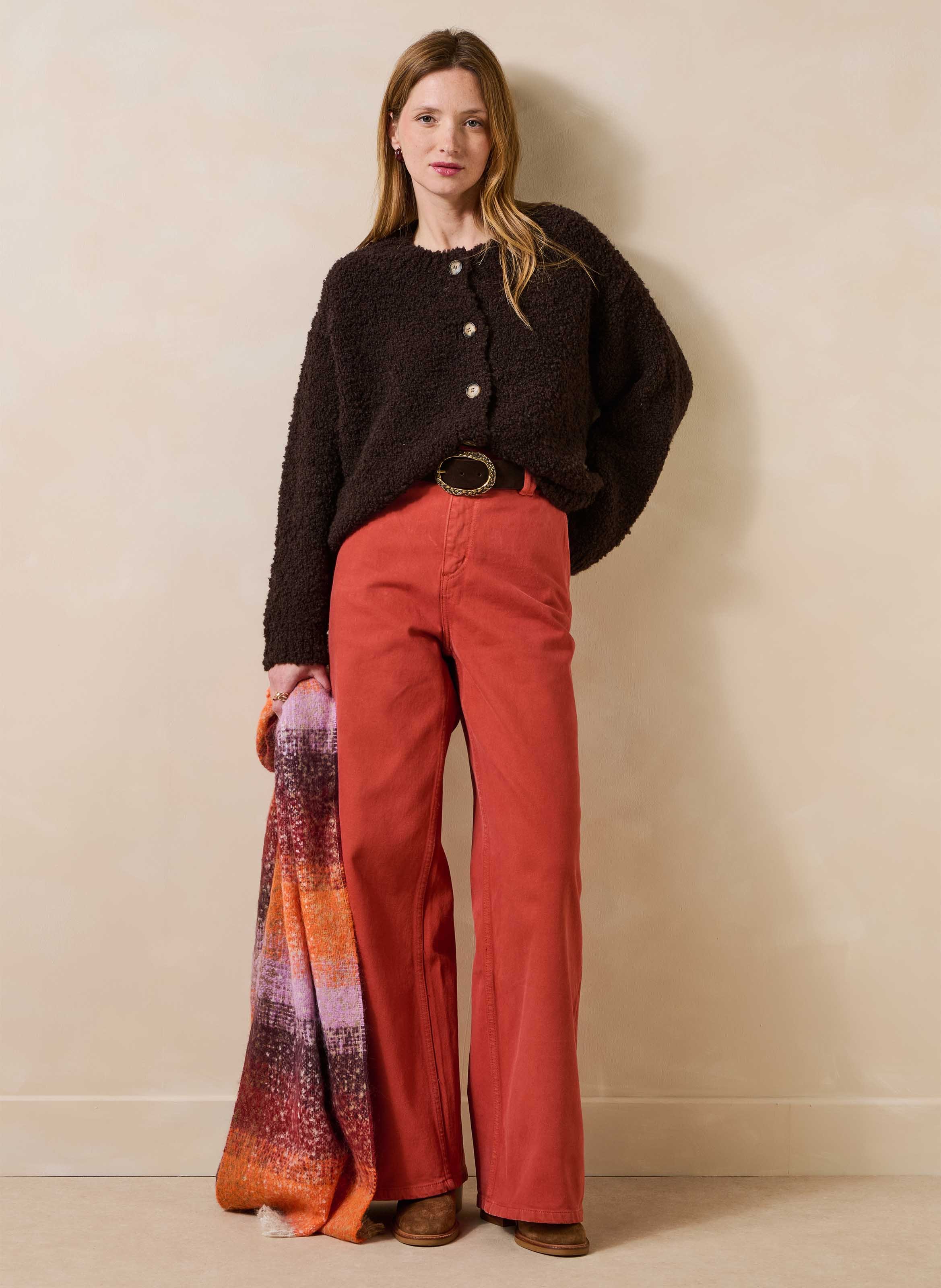 Oversized gebreid vest met ronde hals LA FEE MARABOUTEE Bruin