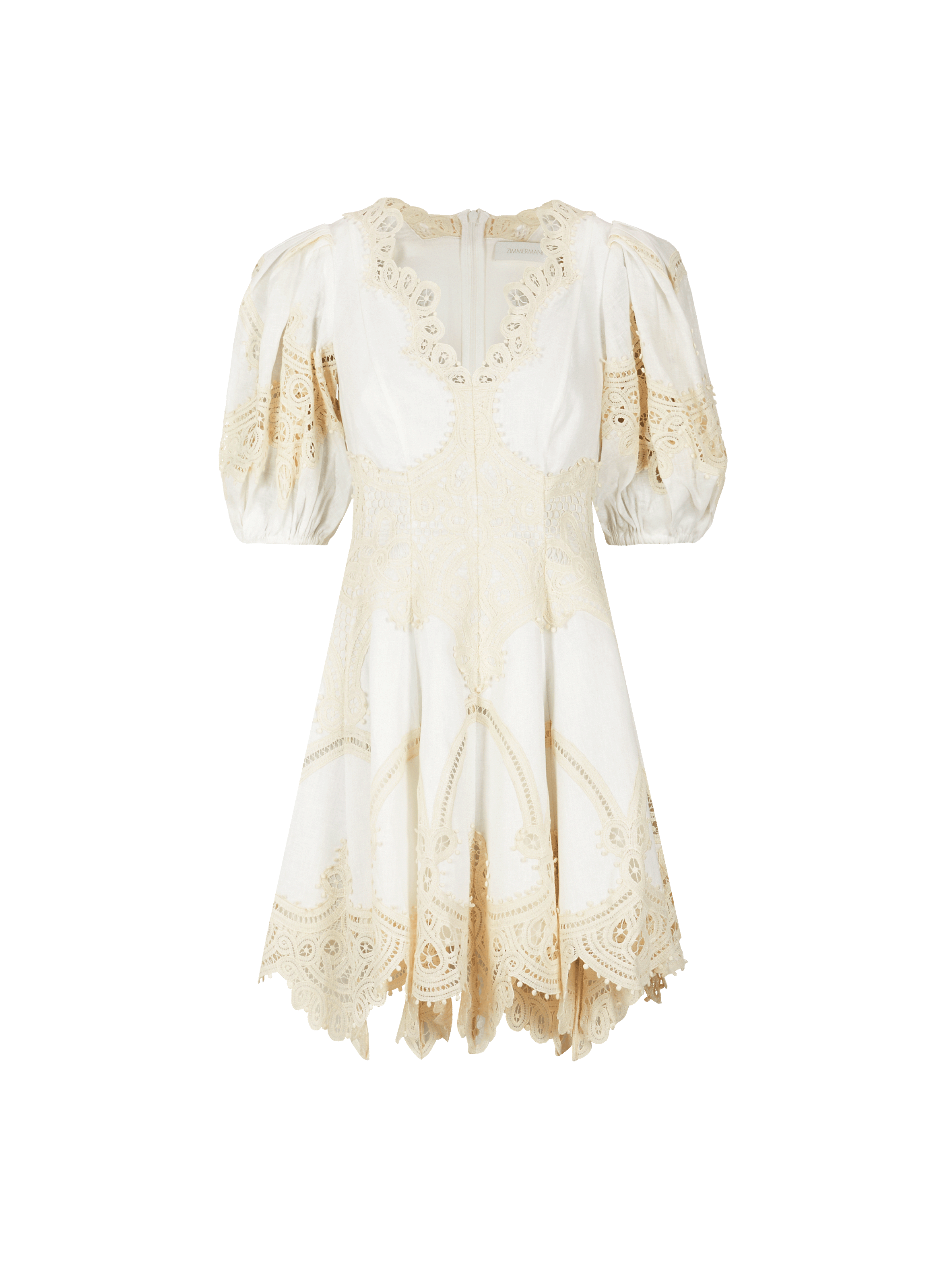ZIMMERMANN Robe Tiggy en lin avec broderies Blanc