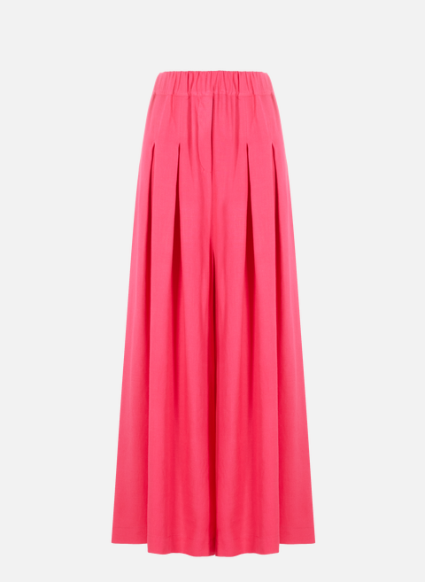 Pink linen-blend wide-leg pantsBENJAMIN BENMOYAL 