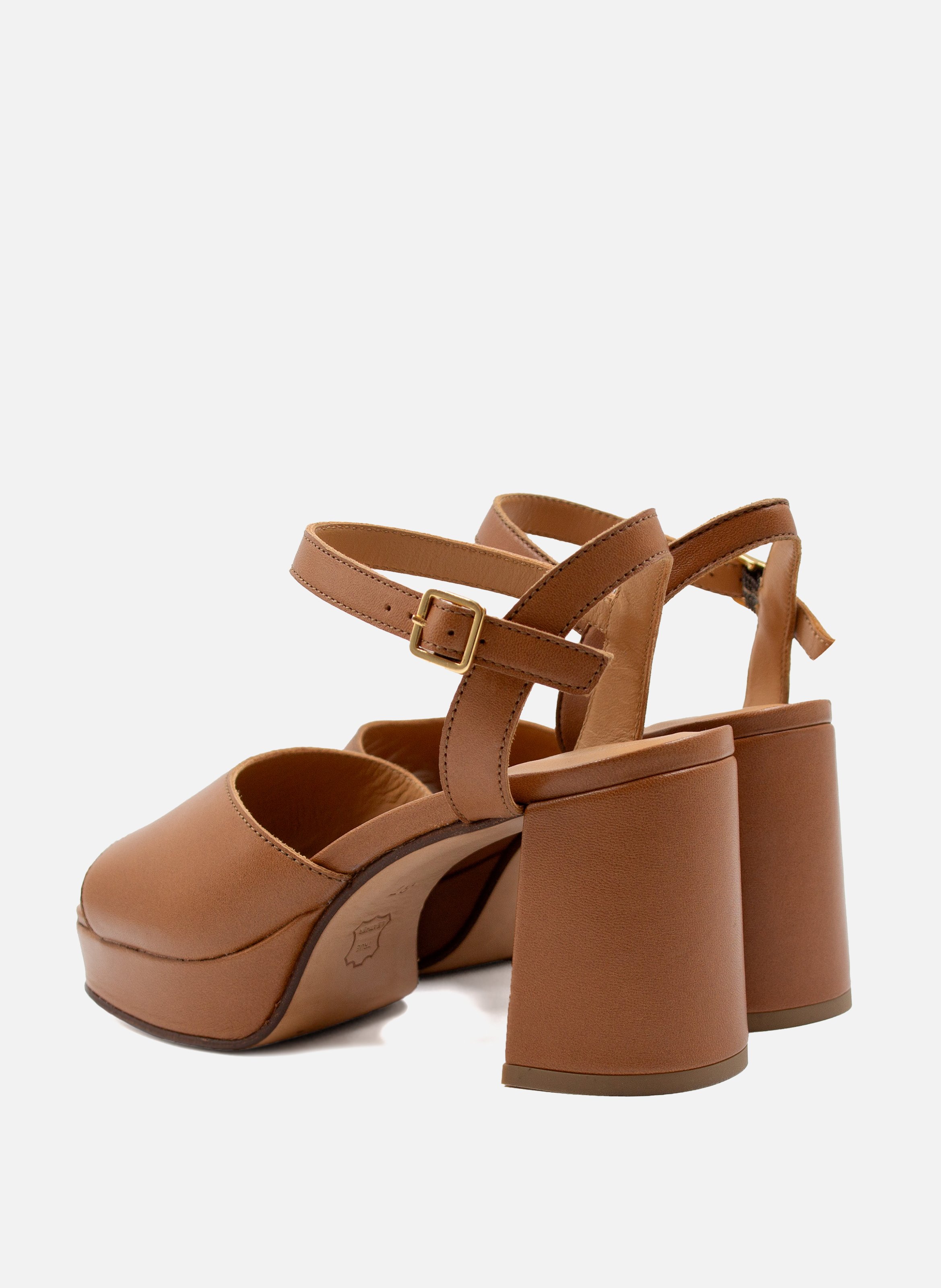 Sandales plateforme cuir lisse JULES & JENN Marron