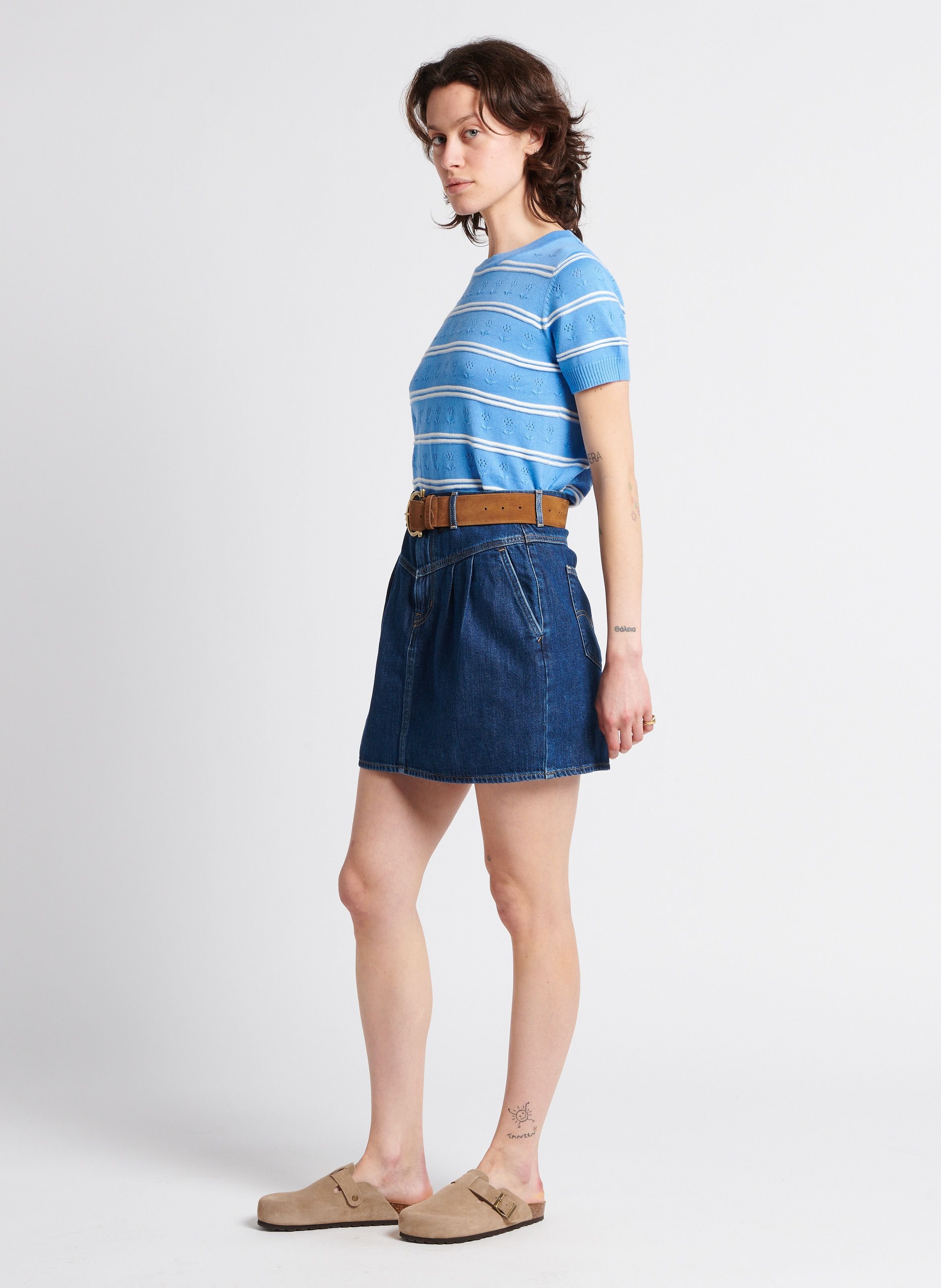 Ceinture en cuir velours IKKS Marron