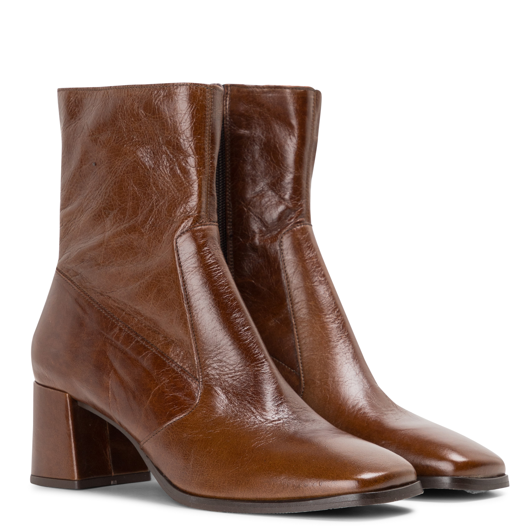 Bottines en cuir argentat JONAK Marron