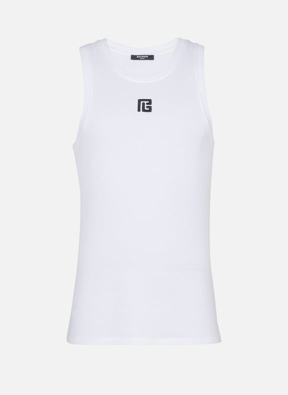 Débardeur brodé pb Blanc by BALMAIN BALMAIN Débardeur brodé pb Blanc