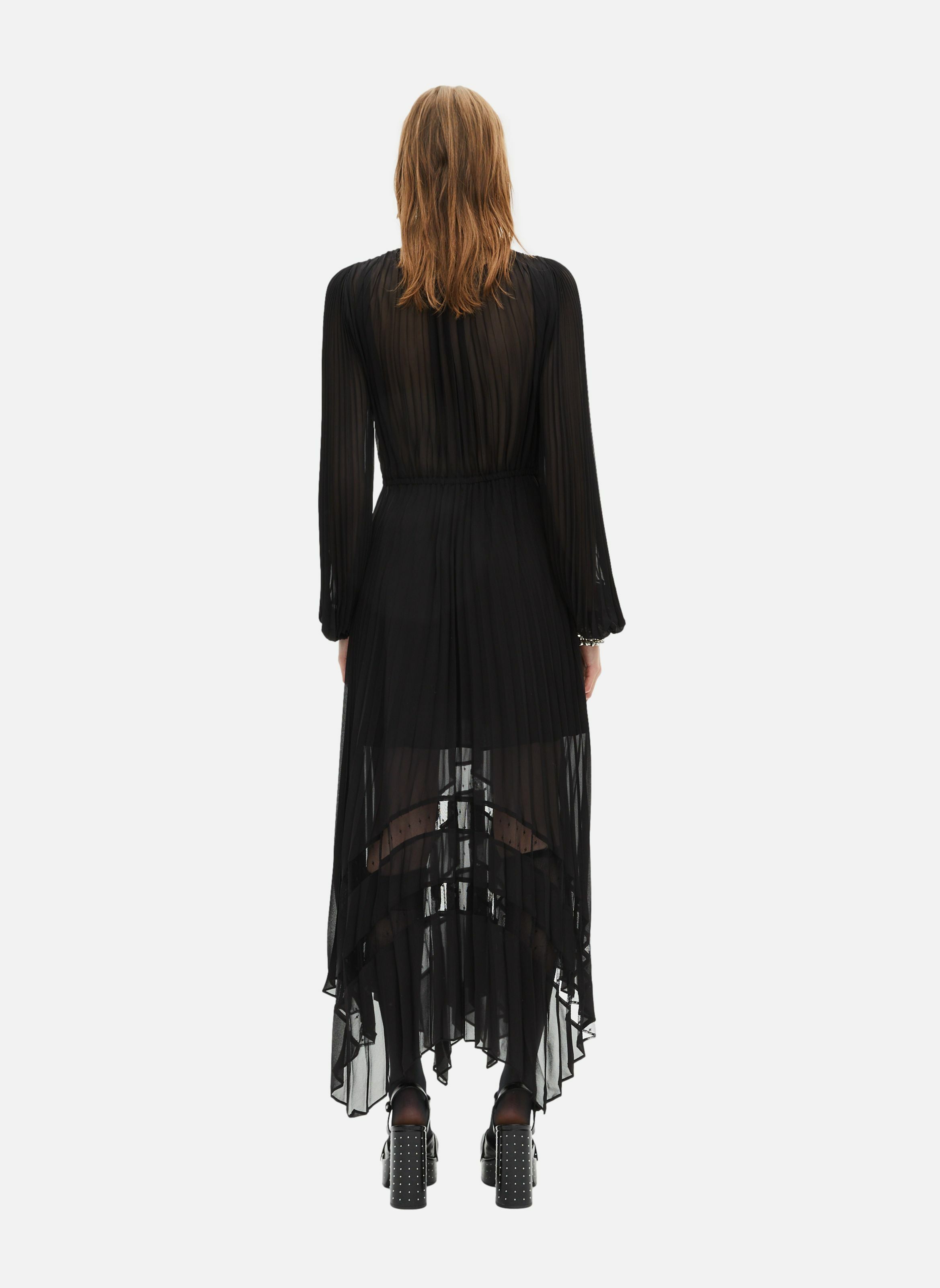 Robe longue plissée avec plumetis THE KOOPLES Noir