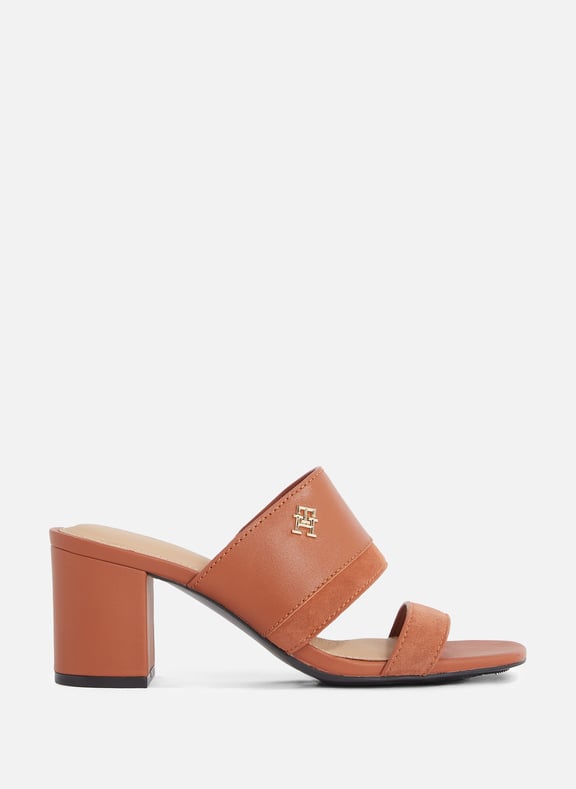 Heeled leather mules Brown by TOMMY HILFIGER TOMMY HILFIGER Heeled leather mules Brown