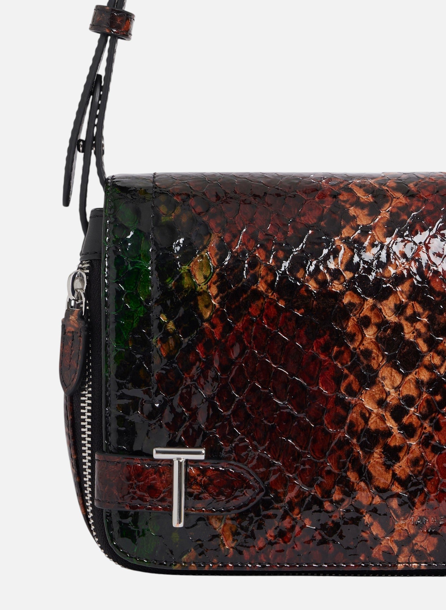 Petit sac bandoulière simone en cuir effet python LE TANNEUR Noir