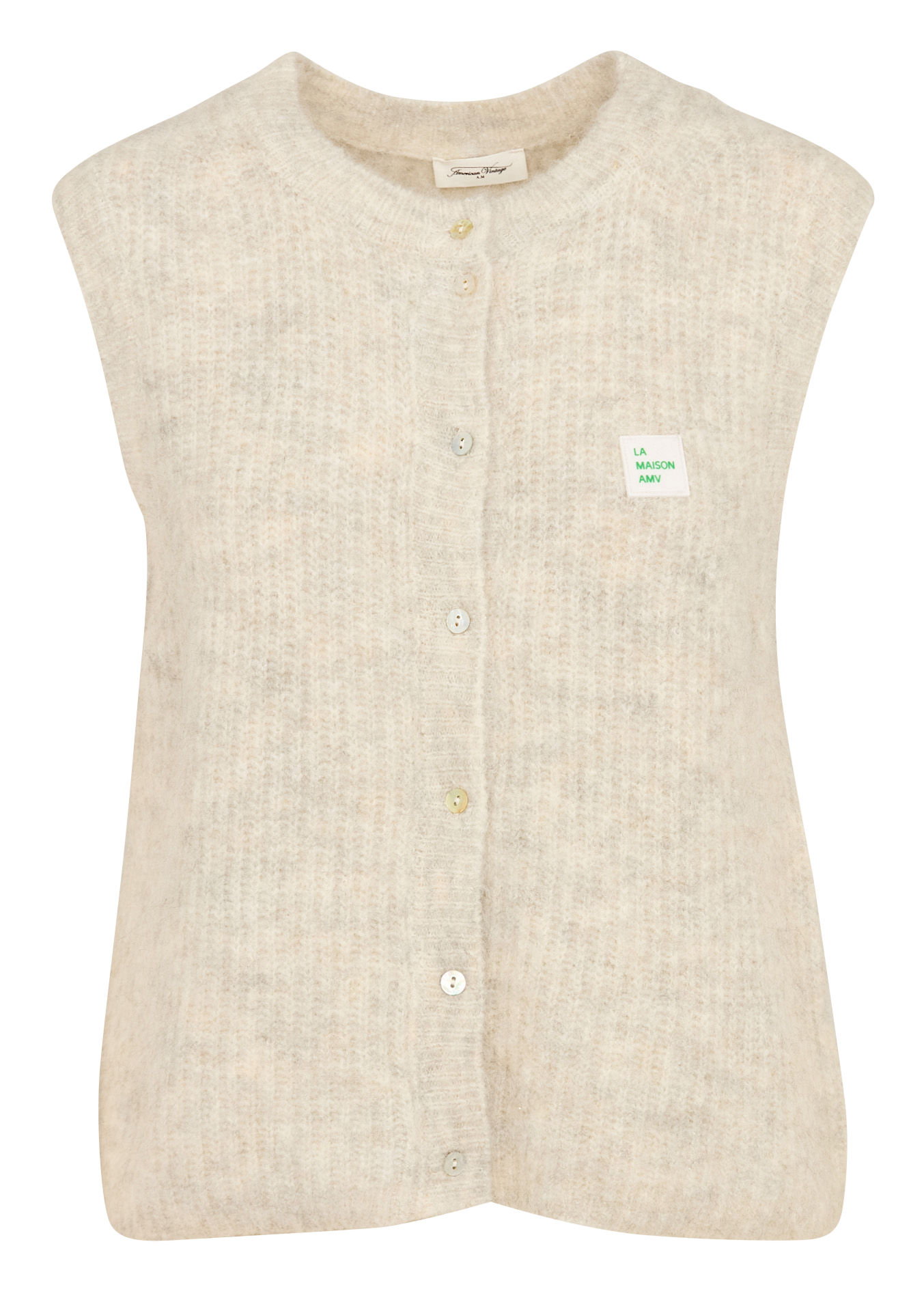 Gilet sans manches en maille duveteuse east AMERICAN VINTAGE Beige