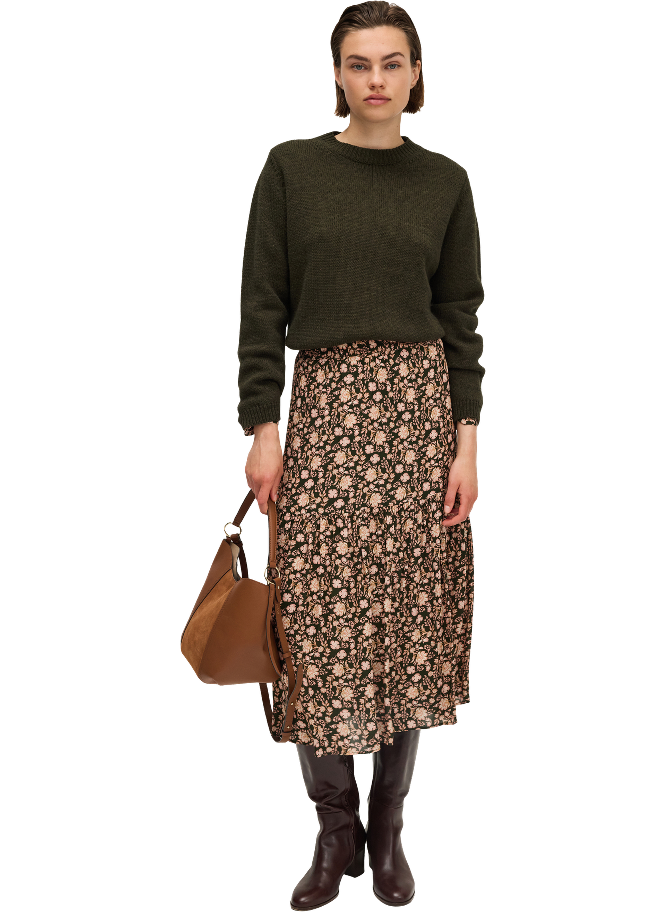 Jupe mi-longue imprimée - bilge PABLO Vert