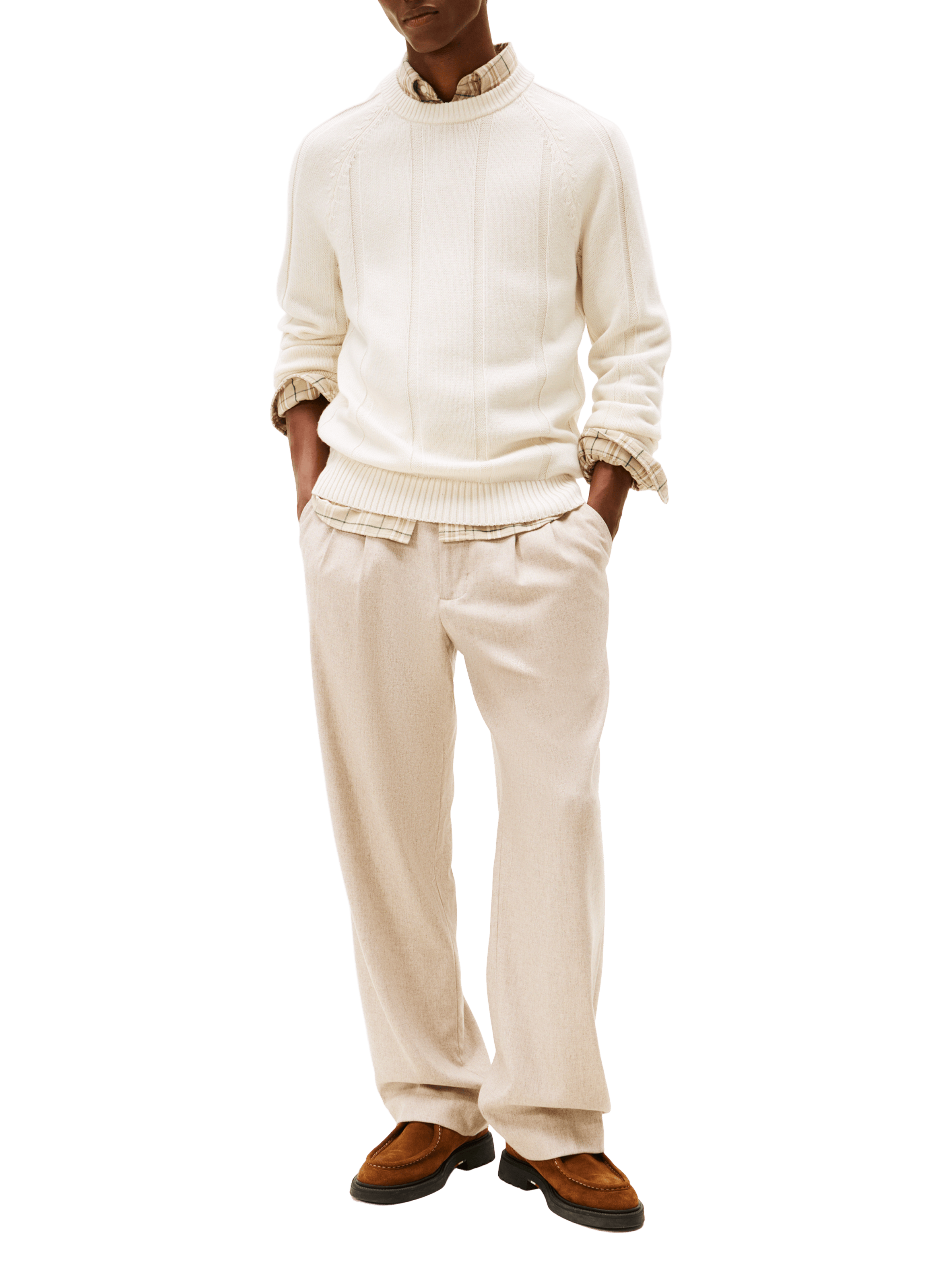 Pull col rond en laine TOMMY HILFIGER Beige