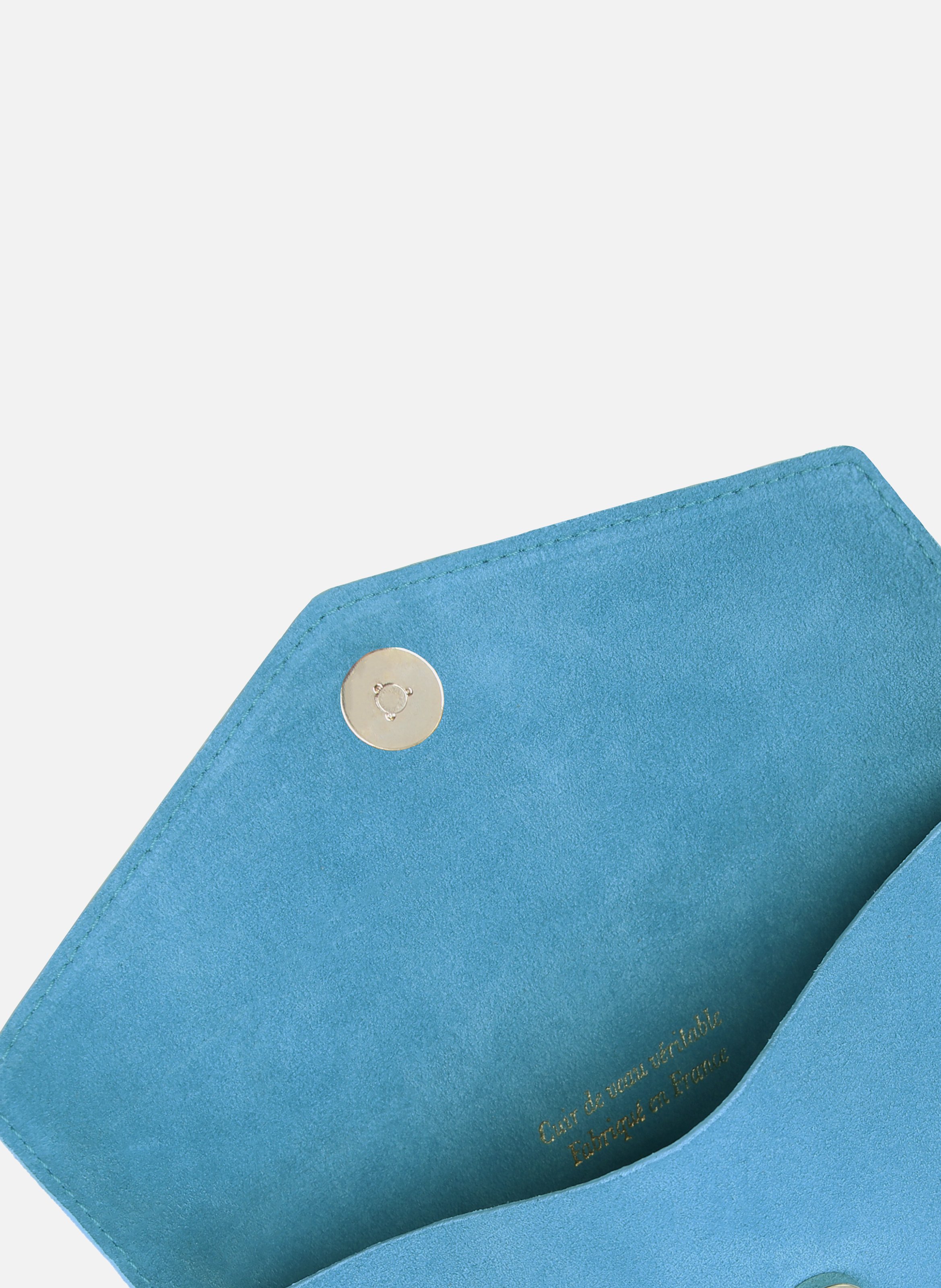 Pochette enveloppe cuir daim upcyclé JULES & JENN Bleu