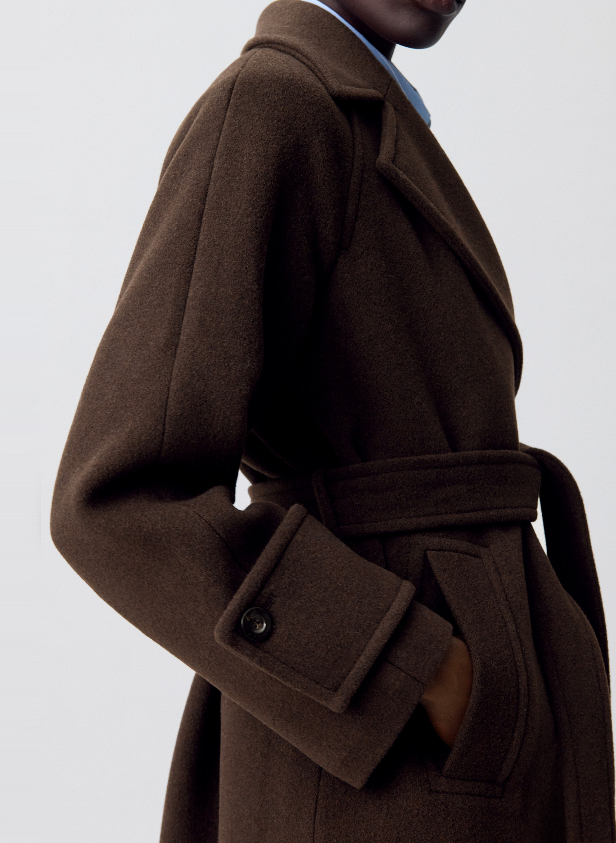 Manteau droit en laine mélangée gama CLAUDIE PIERLOT Marron