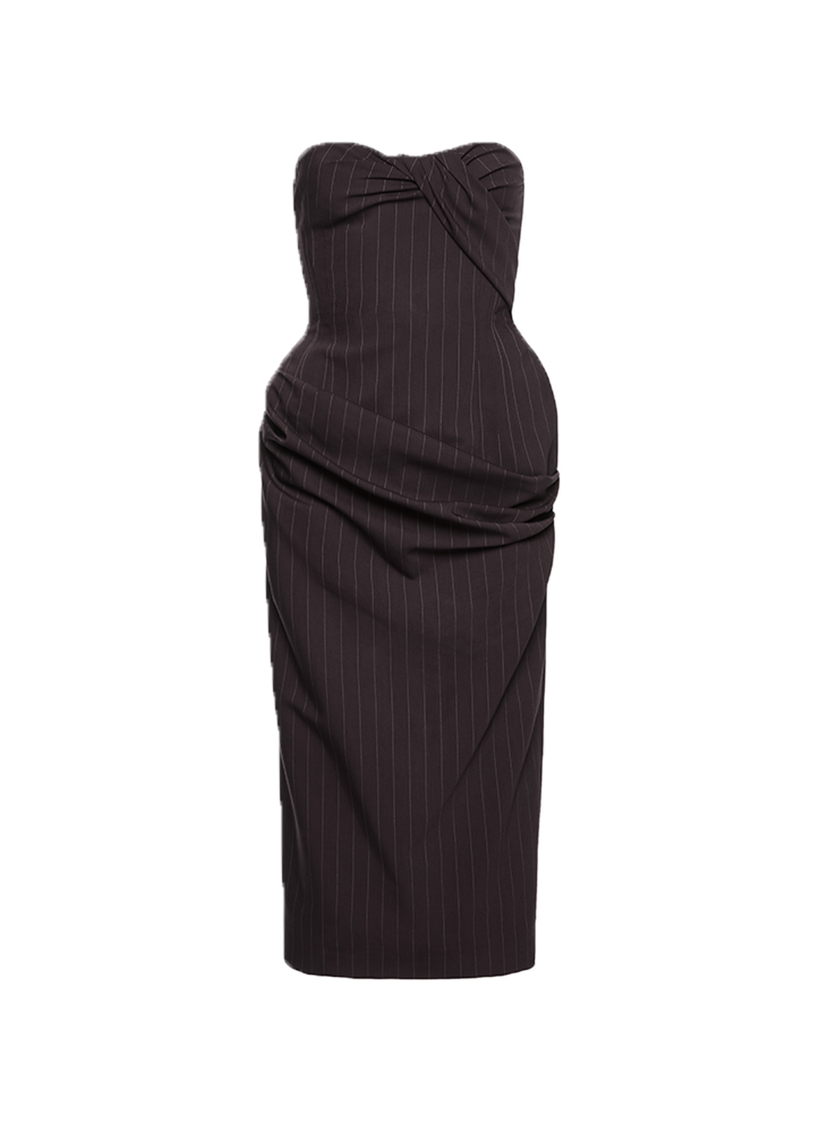 MAGDA BUTRYM Robe bustier à rayures en laine mélangée Marron