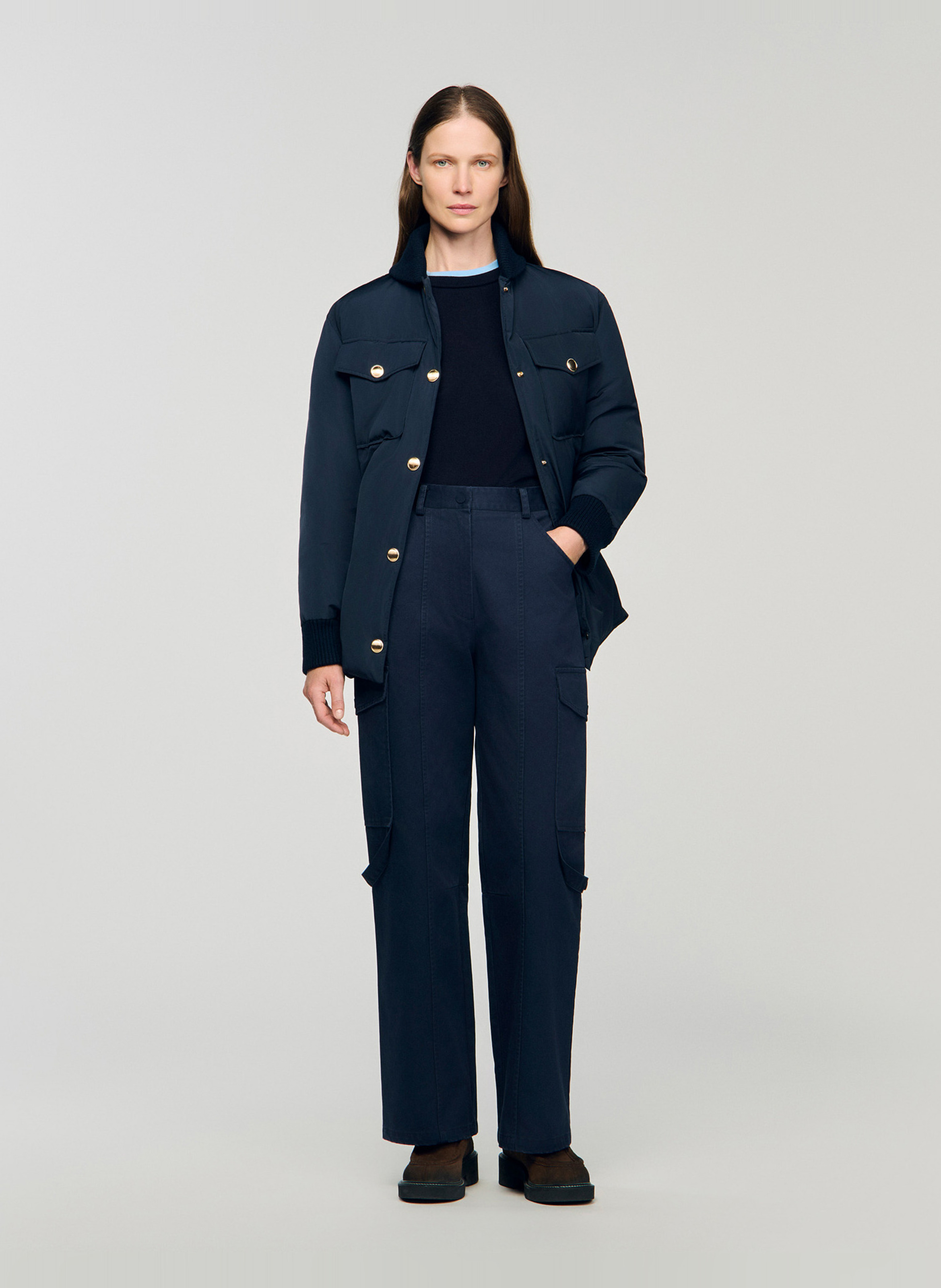 Pantalon cargo en coton SANDRO Bleu