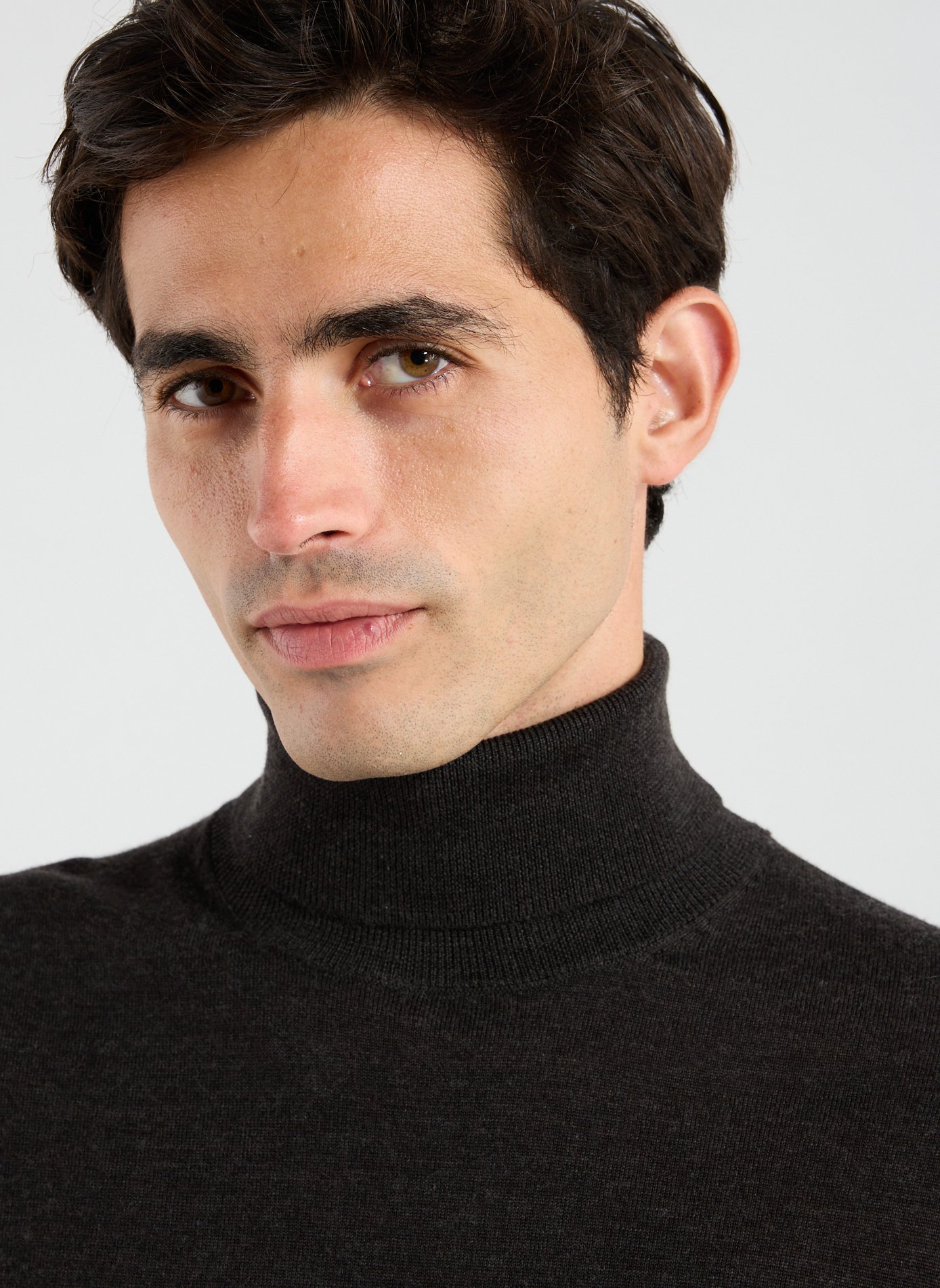 Merino wool and silk turtleneck jumper HACKETT Brown