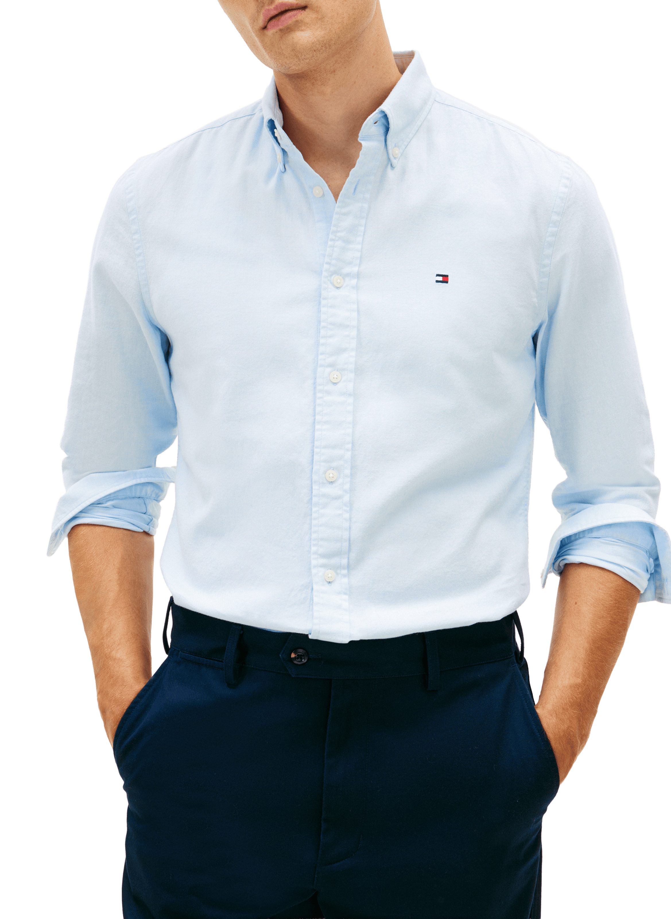 Chemise classique en coton et lin TOMMY HILFIGER Blanc