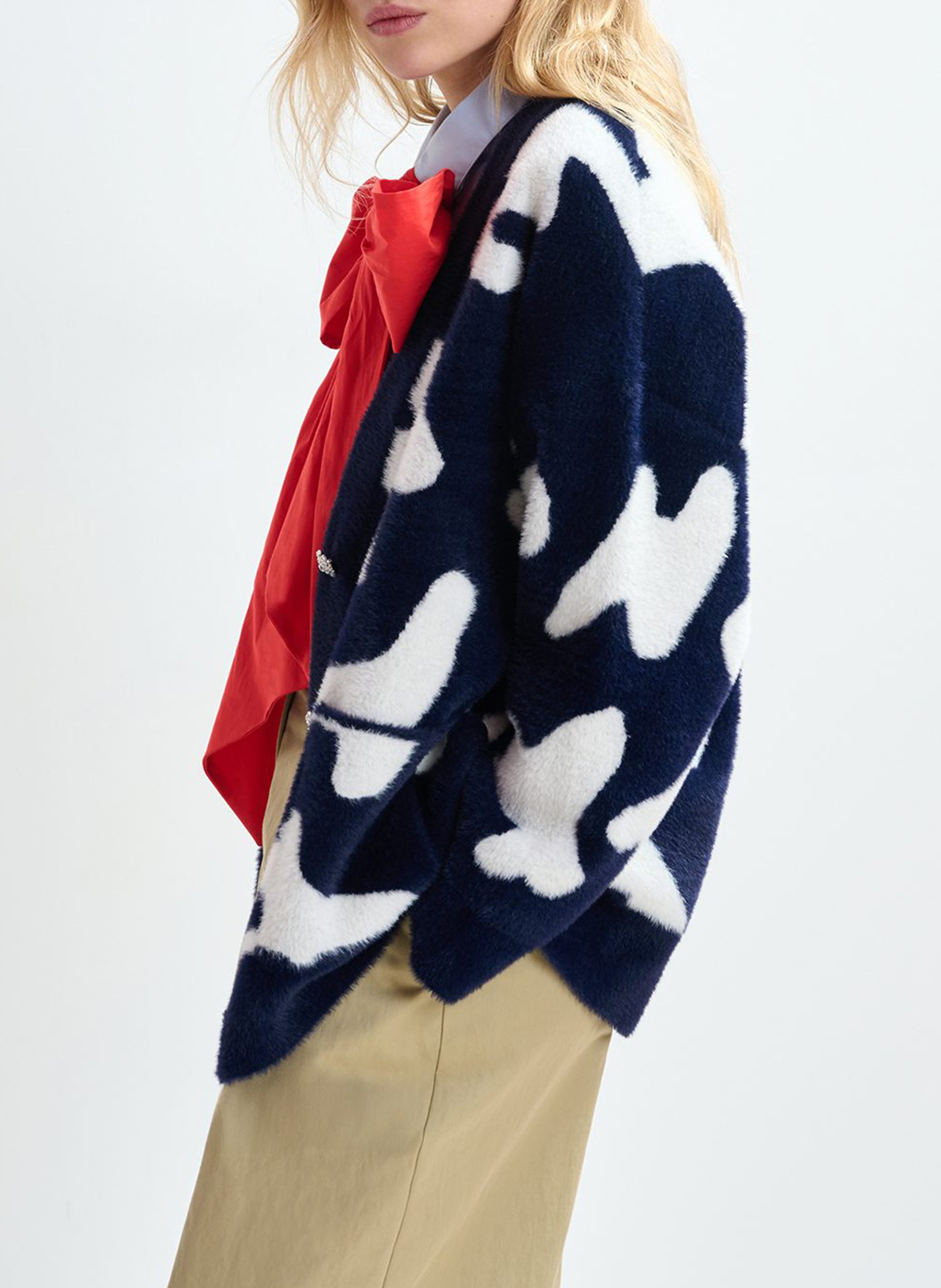 Cardigan à motifs col v jarden ESSENTIEL ANTWERP Bleu