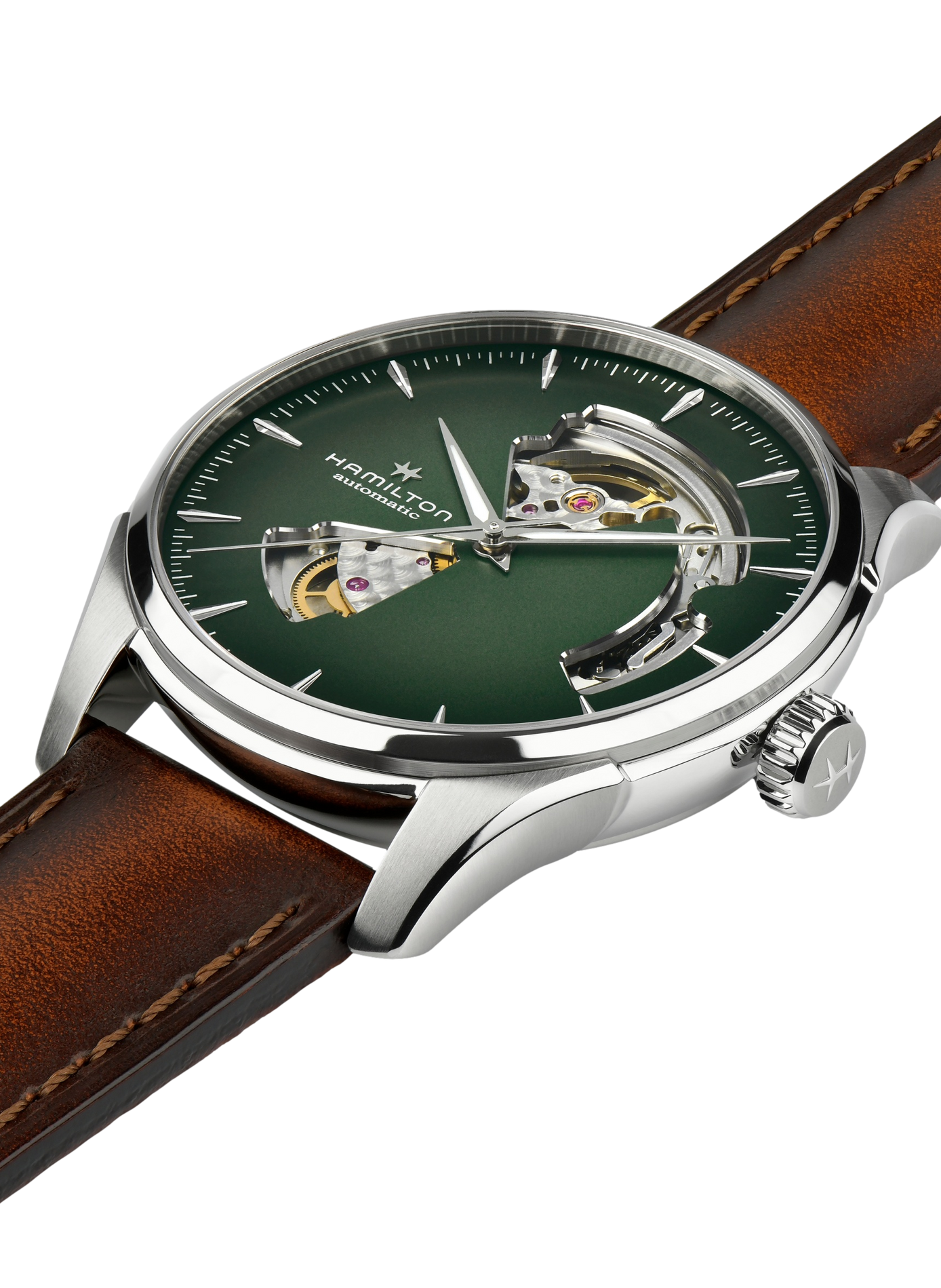 Montre automatique en cuir et acier inoxydable HAMILTON Vert