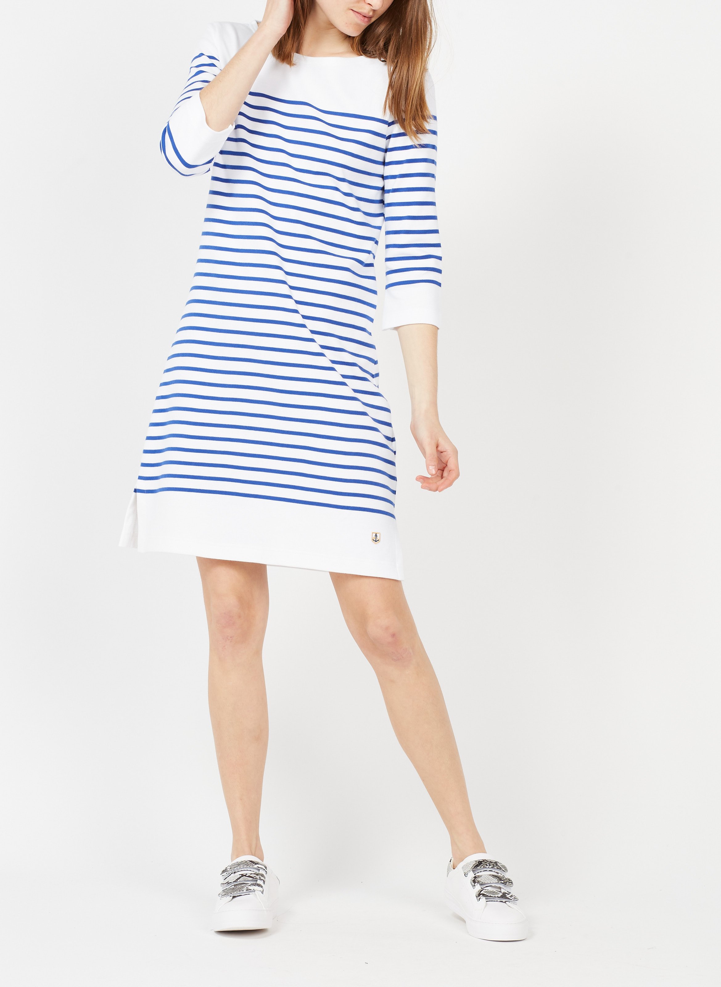 Robe col rond en coton rayé ARMOR-LUX Blanc