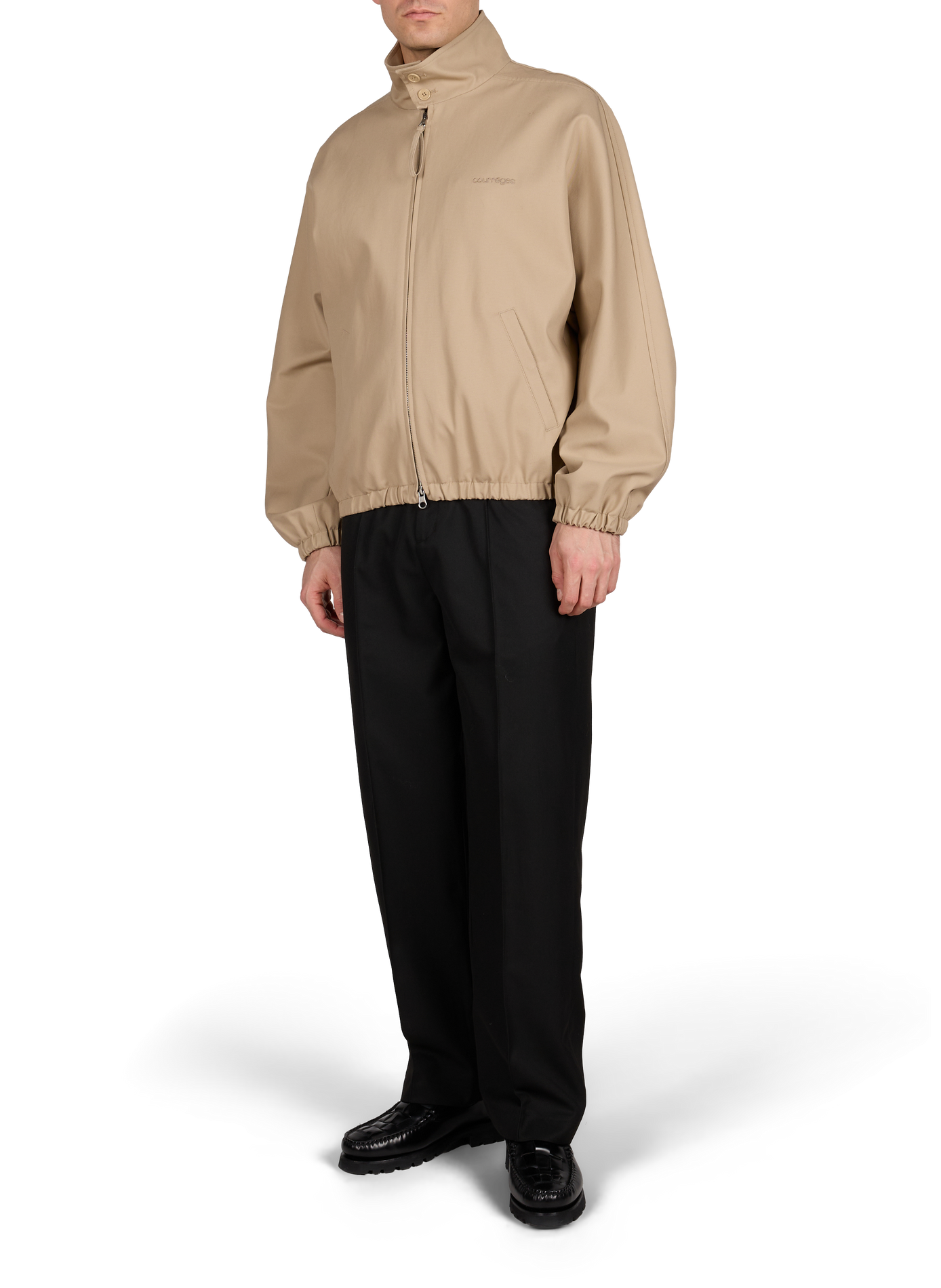 Veste ample à col boutonné en coton COURRÈGES Beige