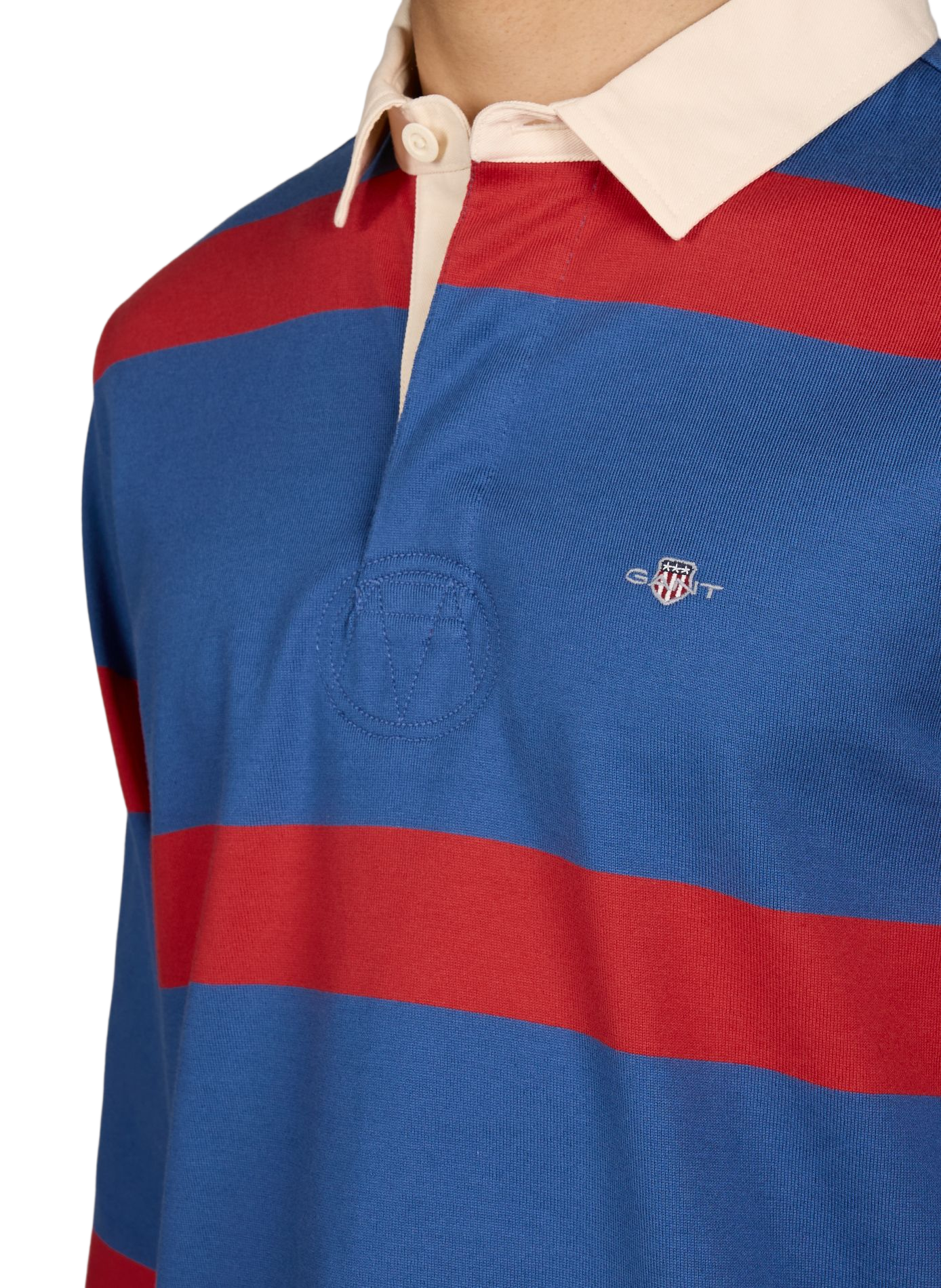 Long-sleeved polo with wide stripes GANT Blue