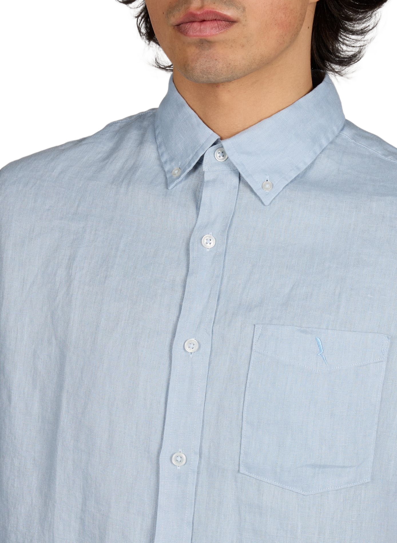 Chemise droite manches courtes en lin AIGLE Bleu