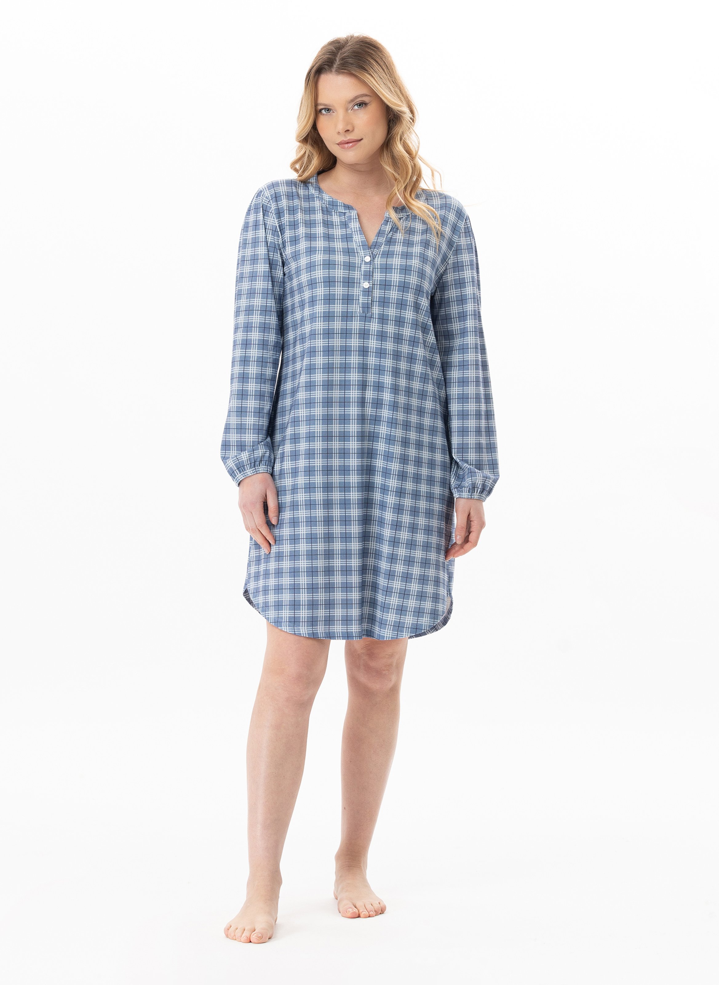 Chemise de nuit en coton modal club 101 LE CHAT Bleu