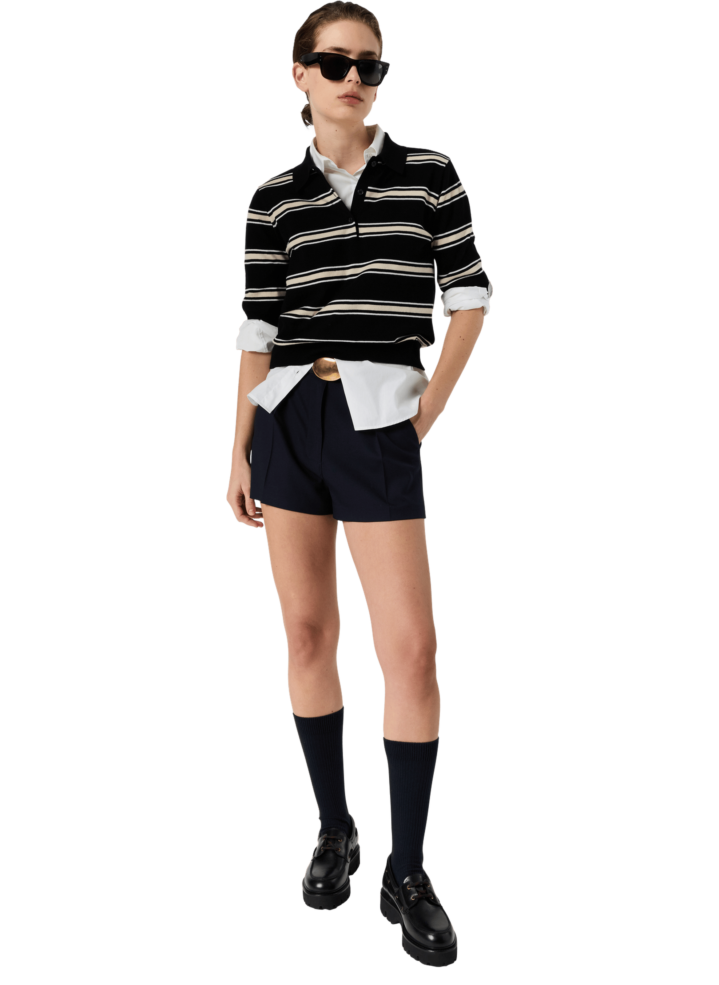 Polo rayé à manches courtes - leila GERARD DAREL Noir
