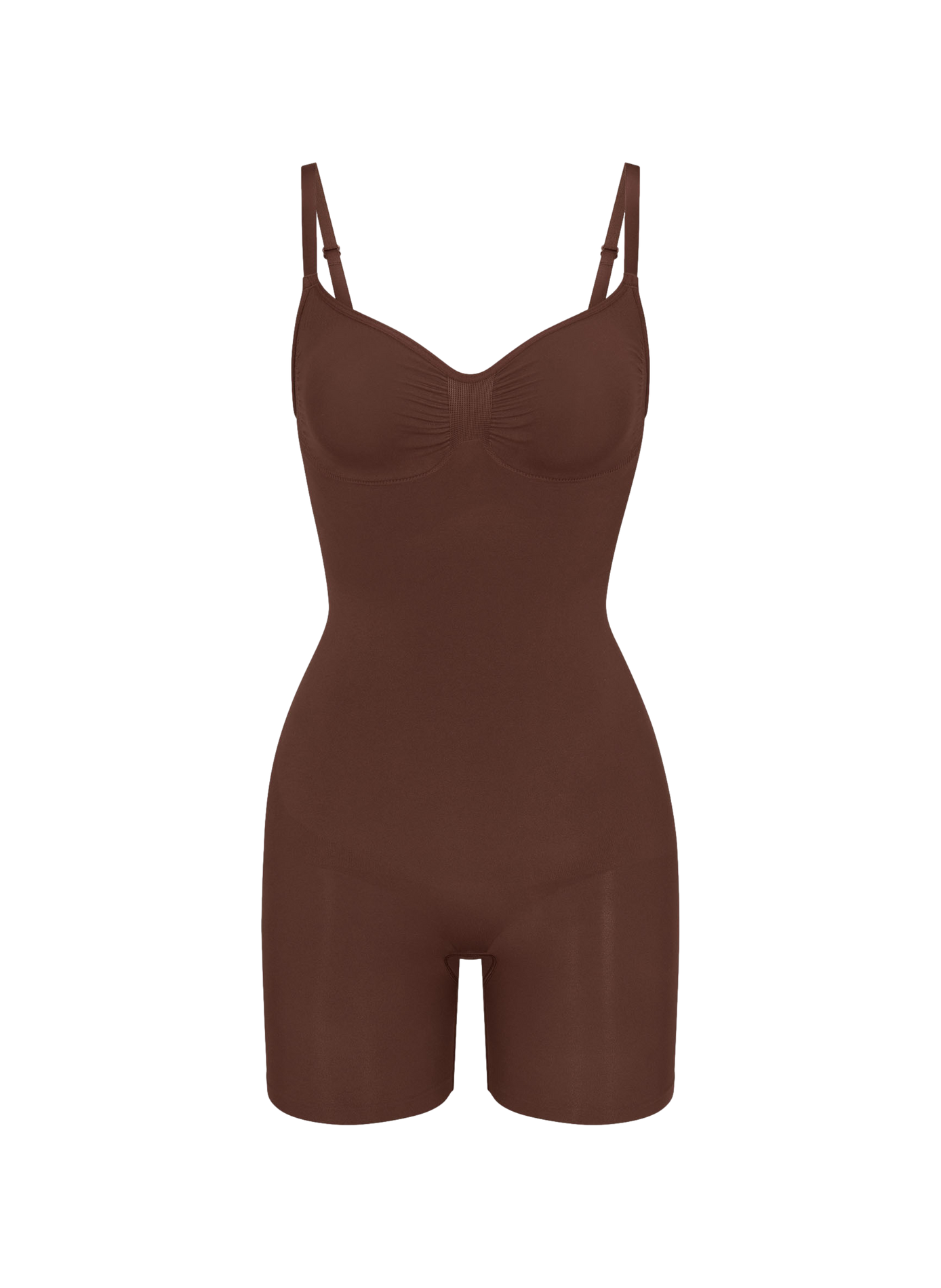 Solid color body shorty with adjustable straps SKIMS Brown
