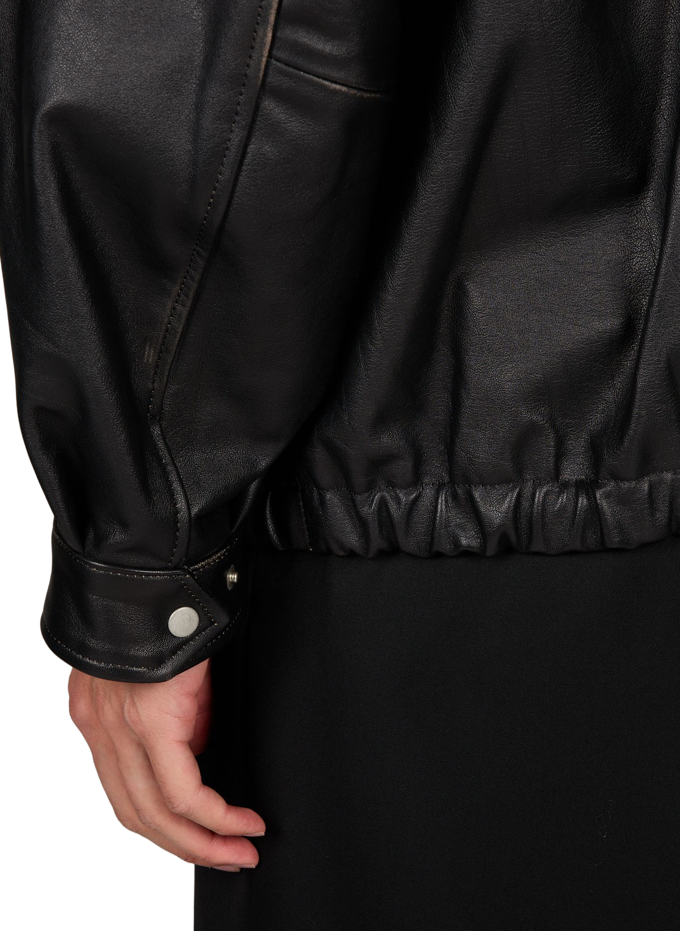 Veste à ourlet élastiqué en cuir  SSSTEIN Noir