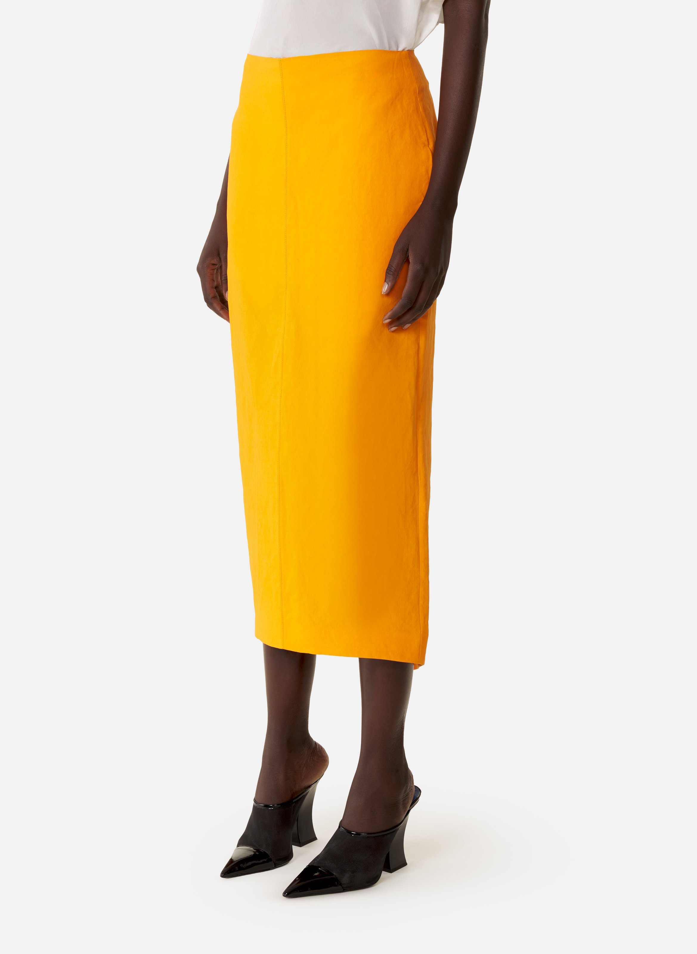 Jupe midi asymétrique en papier LANVIN Orange