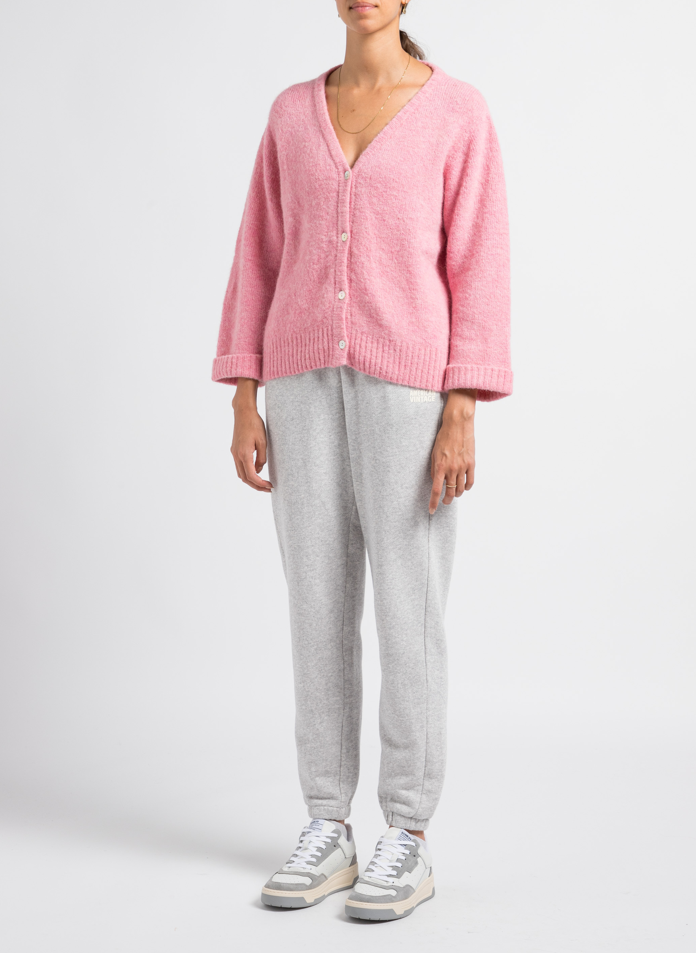 Jogging taille haute en coton kodytown AMERICAN VINTAGE Gris