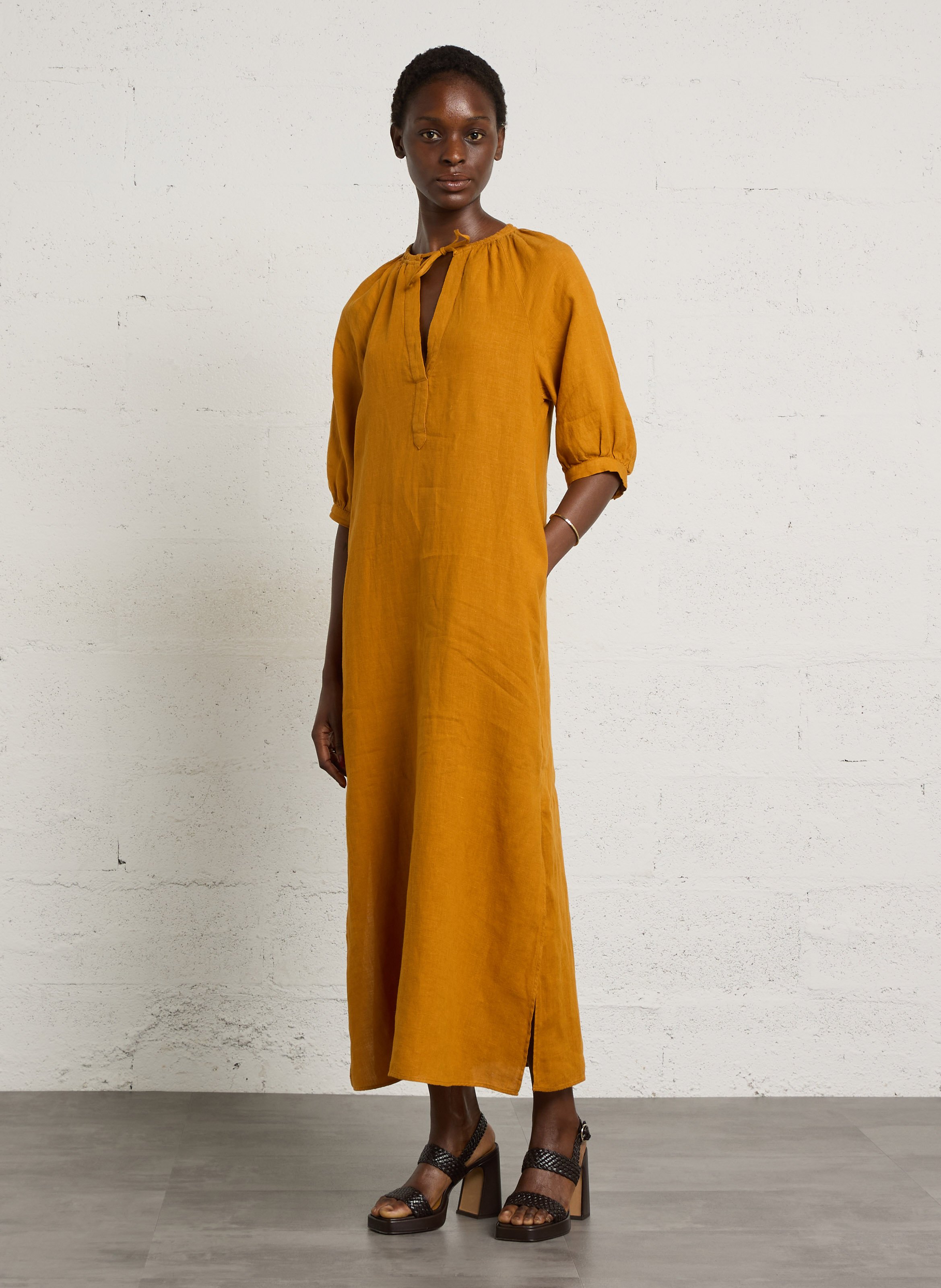 Robe longue en lin blinny bis MAISON 123 Doré