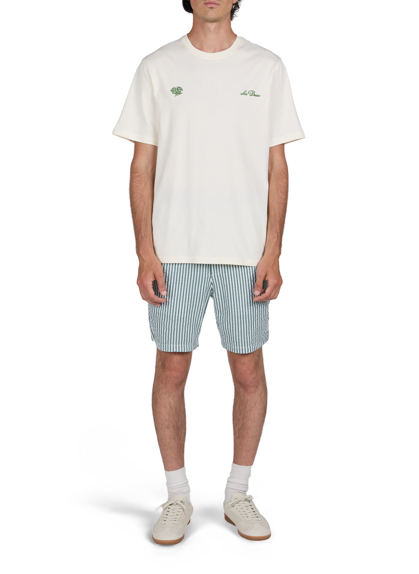 Straight embroidered cotton t-shirt LES DEUX White