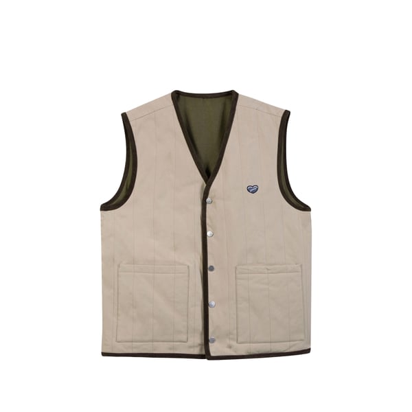 Gilet sans manches droit réversible en coton mélangé Gilet sans manches droit réversible en coton mélangé
