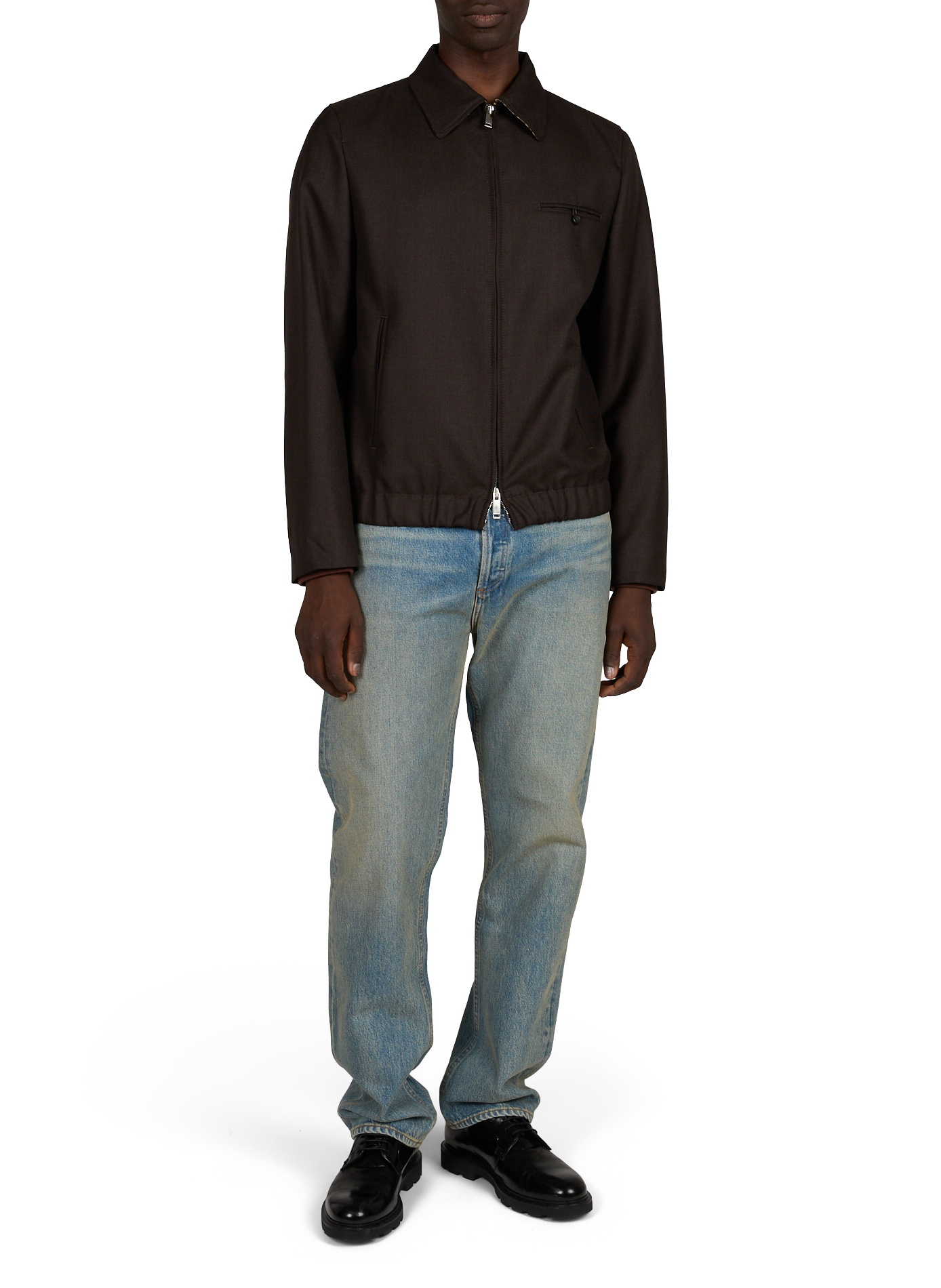 Veste à taille élastique en laine vierge SLOWEAR Marron