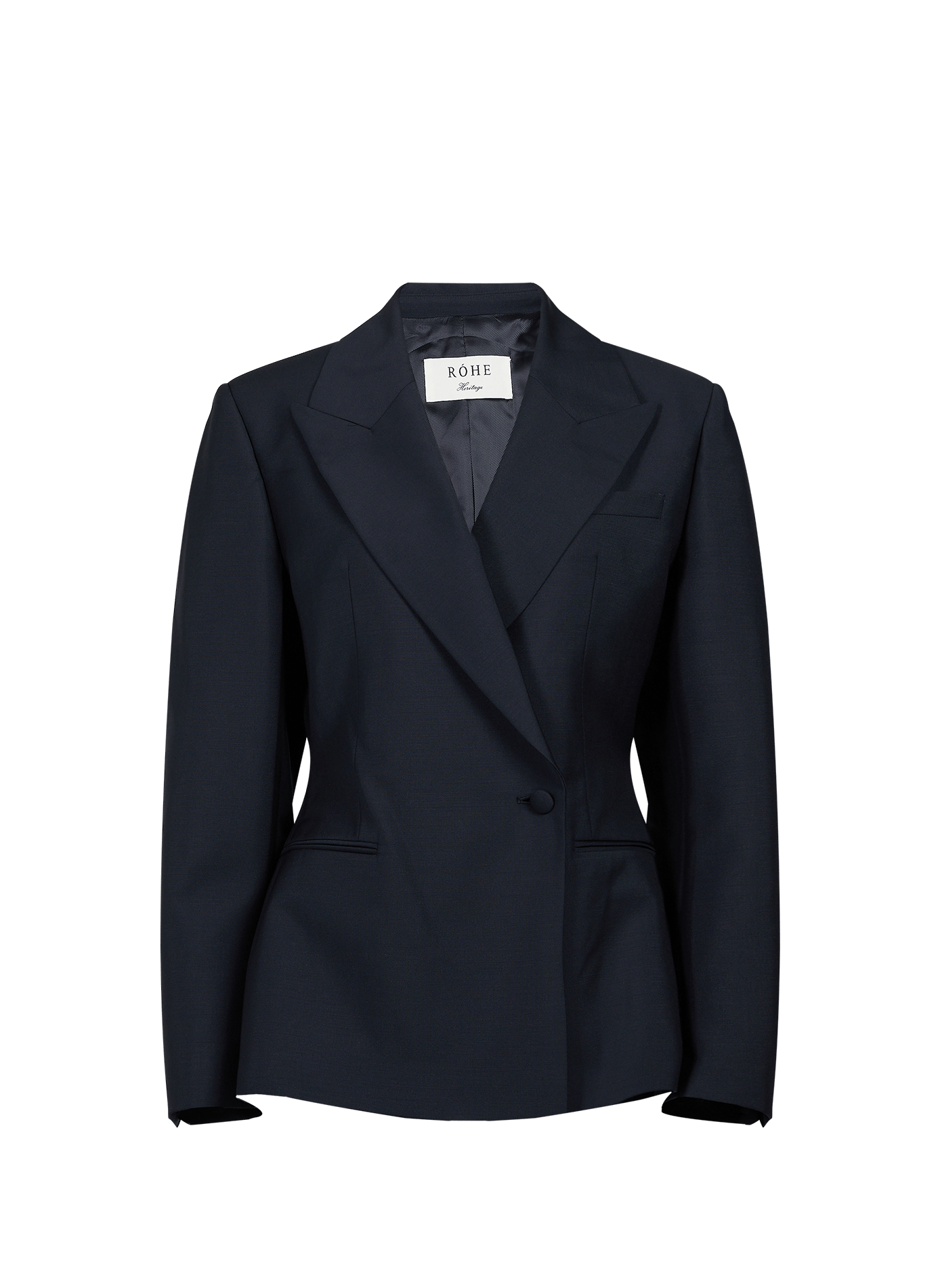 Blazer à coupe sablier en laine vierge et mohair ROHE FRAMES Bleu