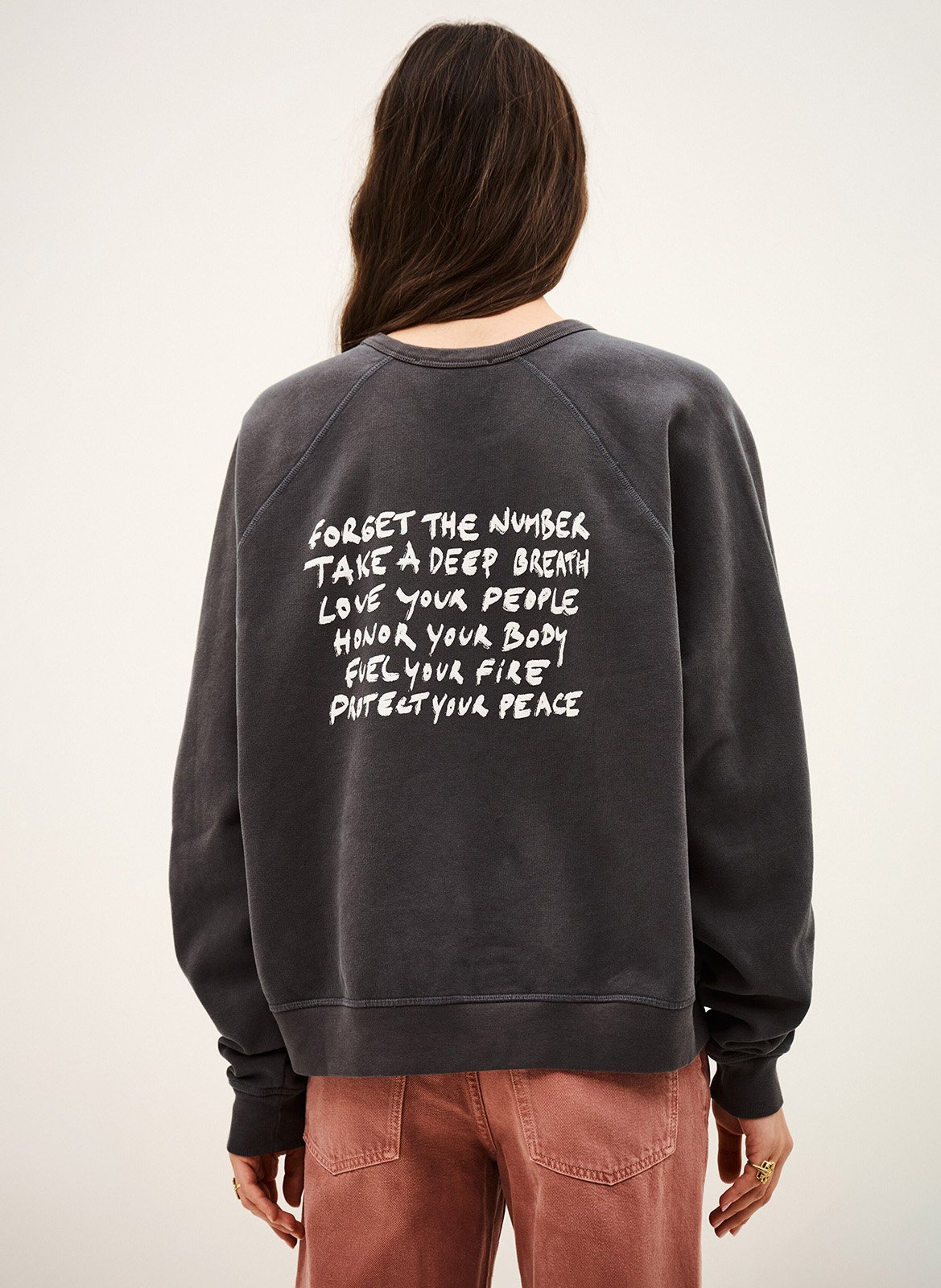 Ruime ronde hals katoenen sweater met zwierige pasvorm | Grijs BA&SH Dames