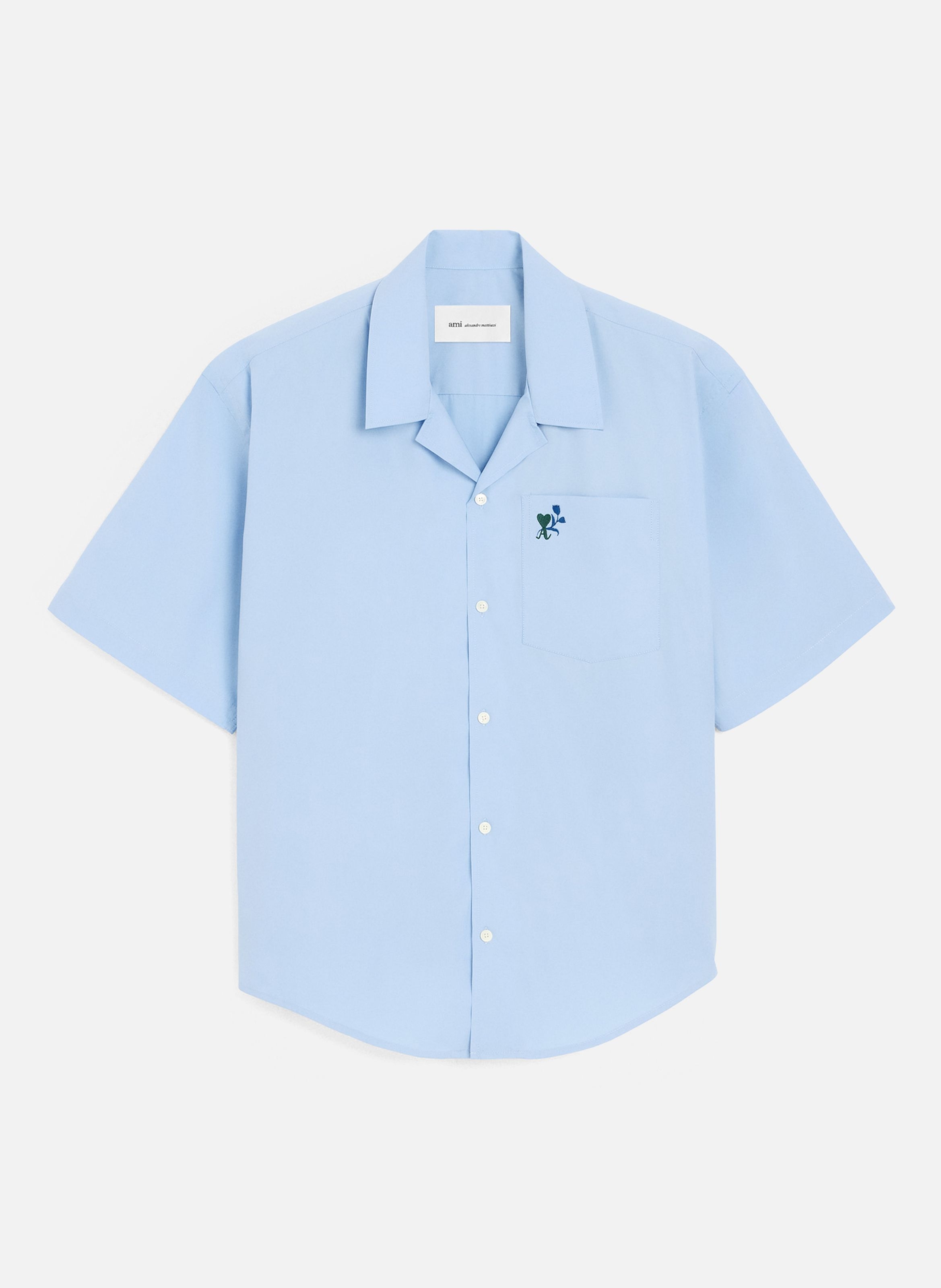 Chemise boxy manches courtes ami de coeur tulipe unisexe en coton AMI PARIS Bleu