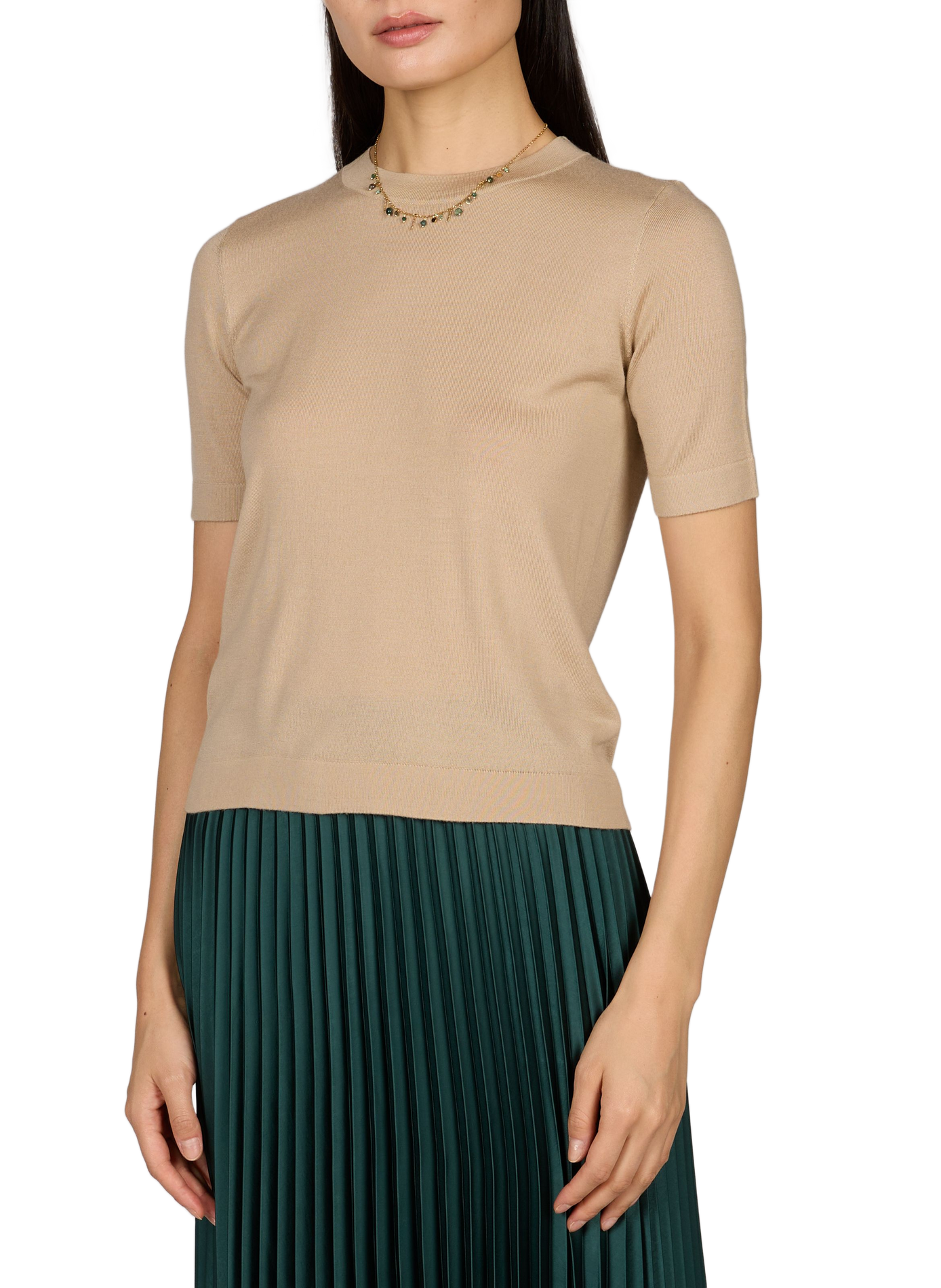 Short-sleeve wool blend sweater MAX MARA WEEK END Beige