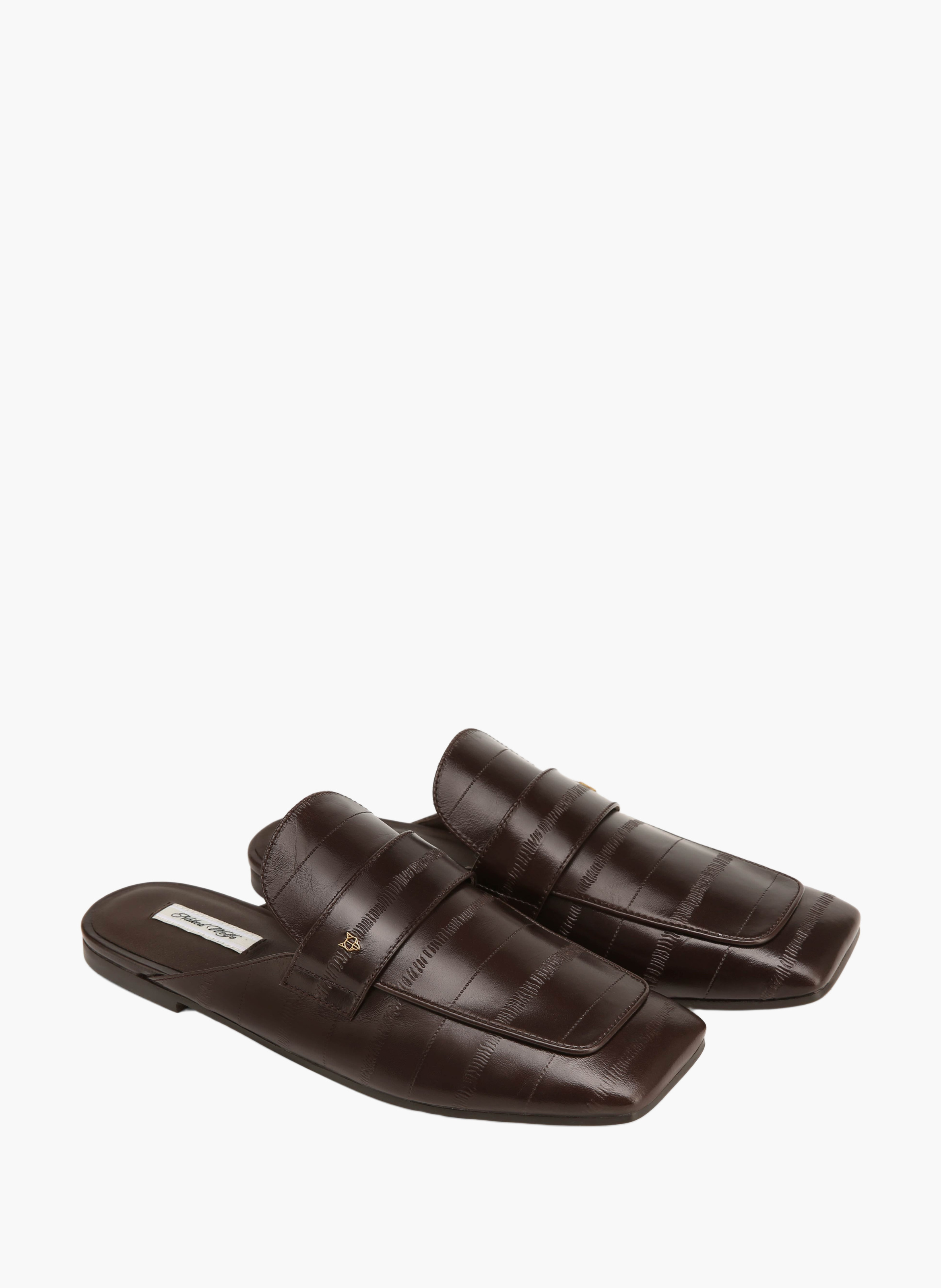 Bridgerton-mocassins van aalvisleer NAKED WOLFE Bruin