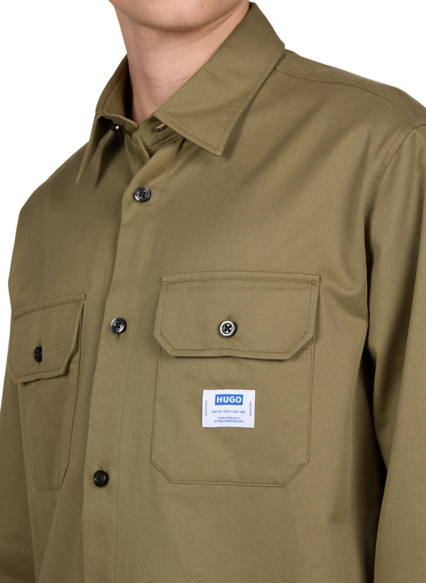 Straight cotton shirt HUGO BLUE Khaki