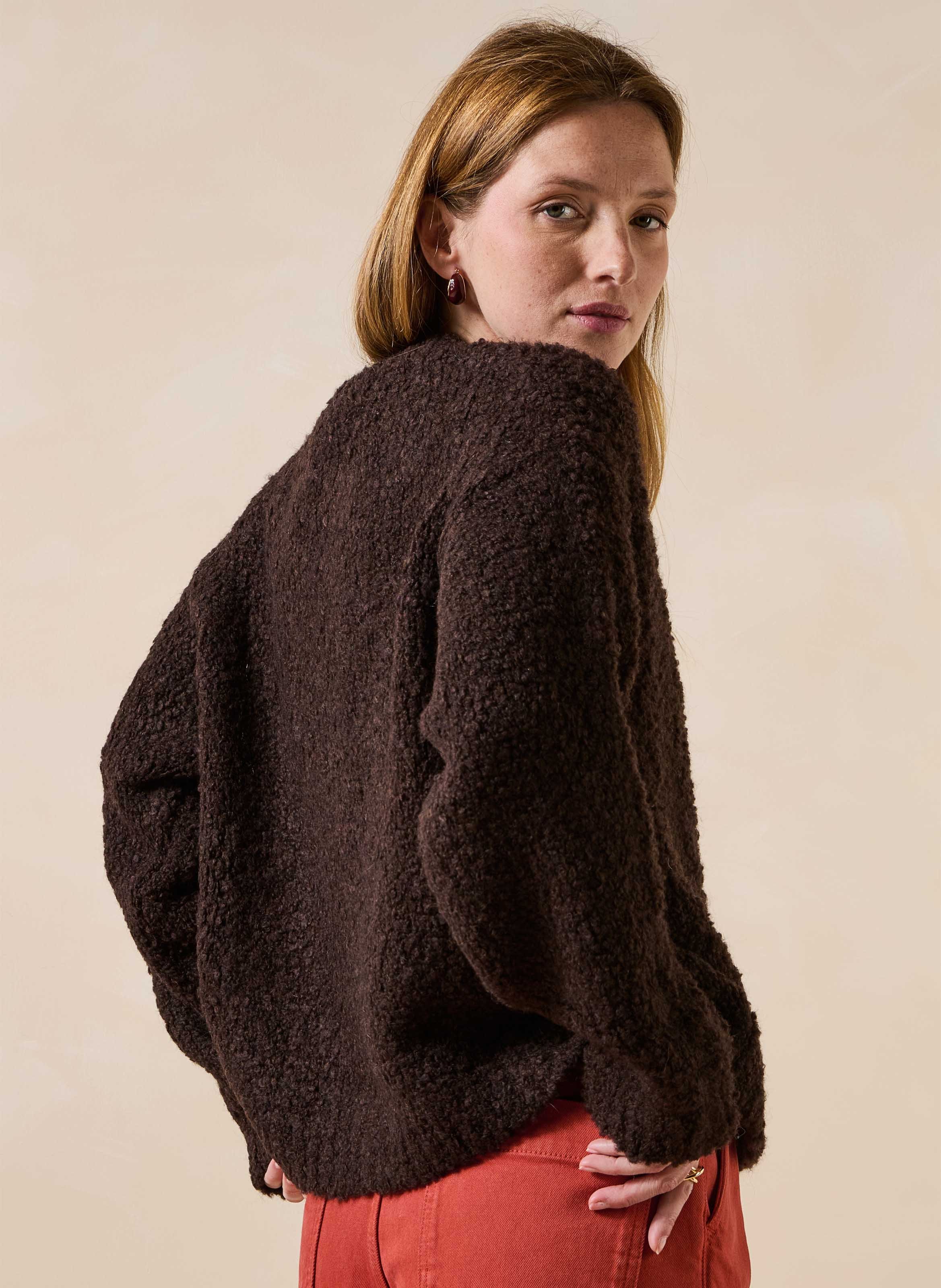 Oversized gebreid vest met ronde hals LA FEE MARABOUTEE Bruin